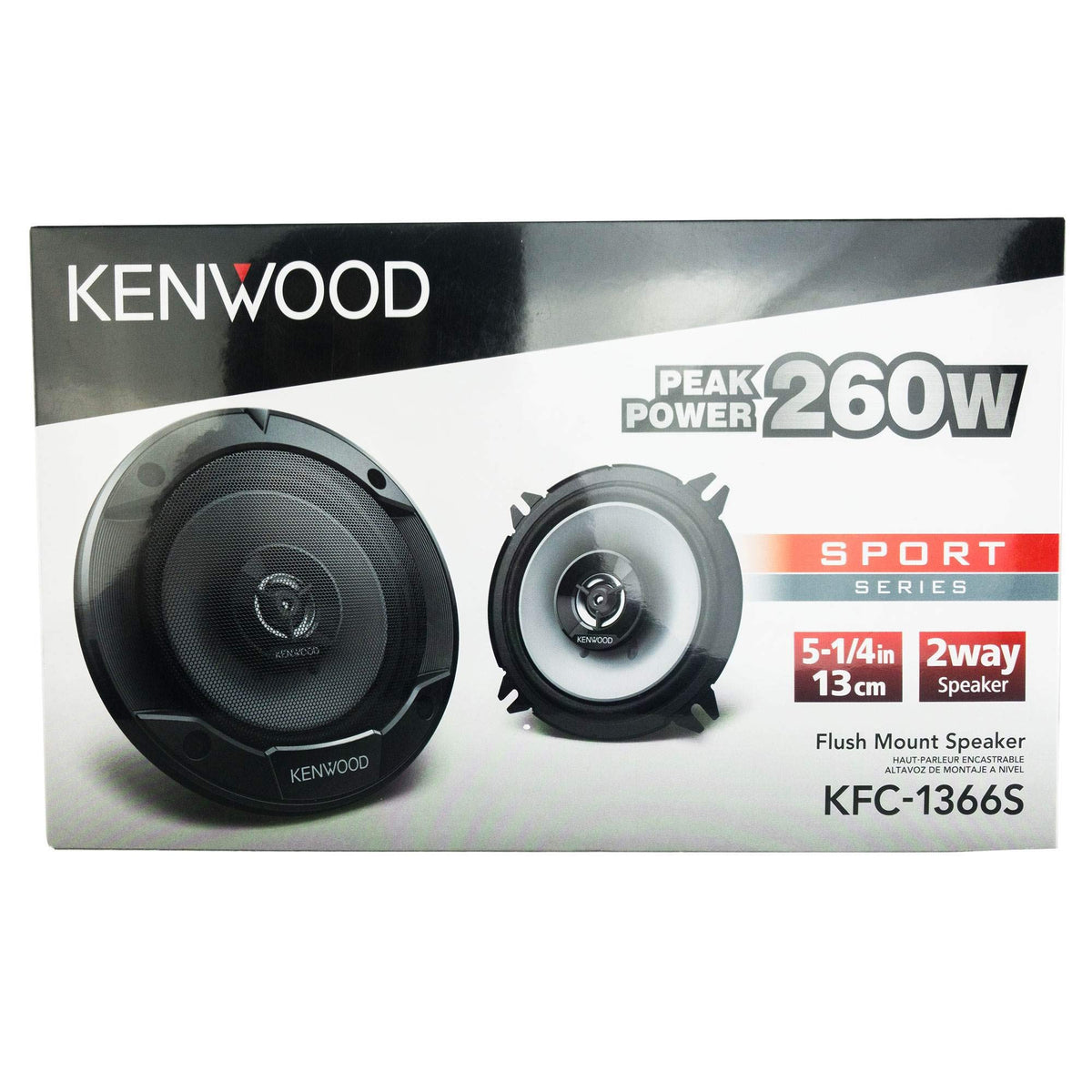 Bocina Coaxial para Auto Kenwood Negra 250W 5.25 Pulgadas 2 Vías (Par)