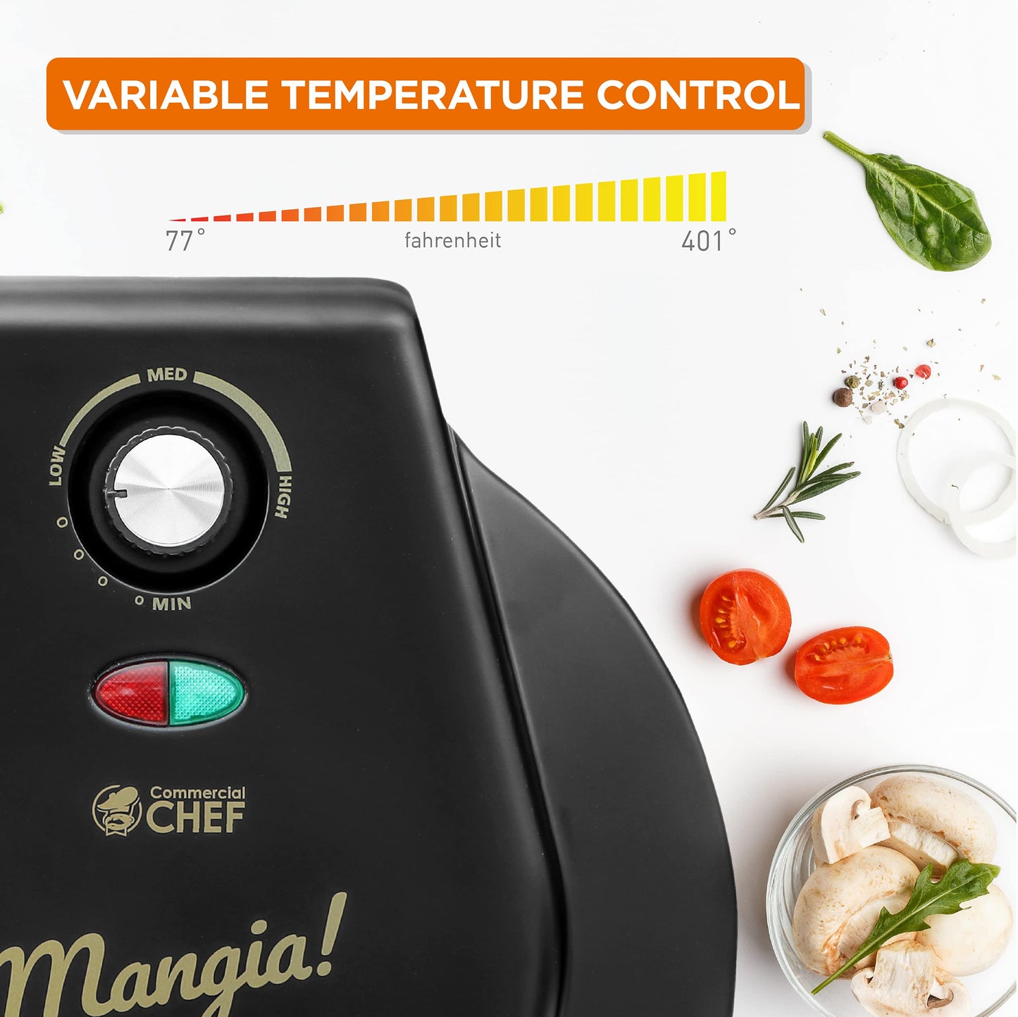 Commercial Chef CHQP12R - Pizzera para encimera de 12 pulgadas
