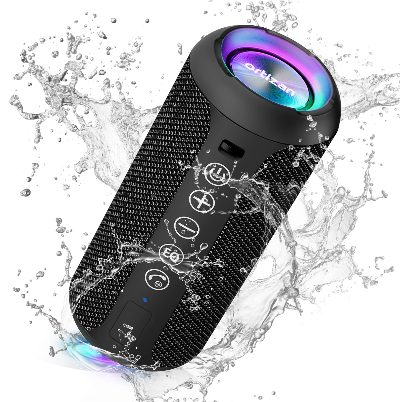 Ortizan Bocina Bluetooth Portátil, IPX7 Resistente al Agua con Sonido estéreo de 24 W, Altavoces Exteriores con Bluetooth 5.0, 30 Horas de reproducción, Rango Bluetooth de 20 m, emparejados duales