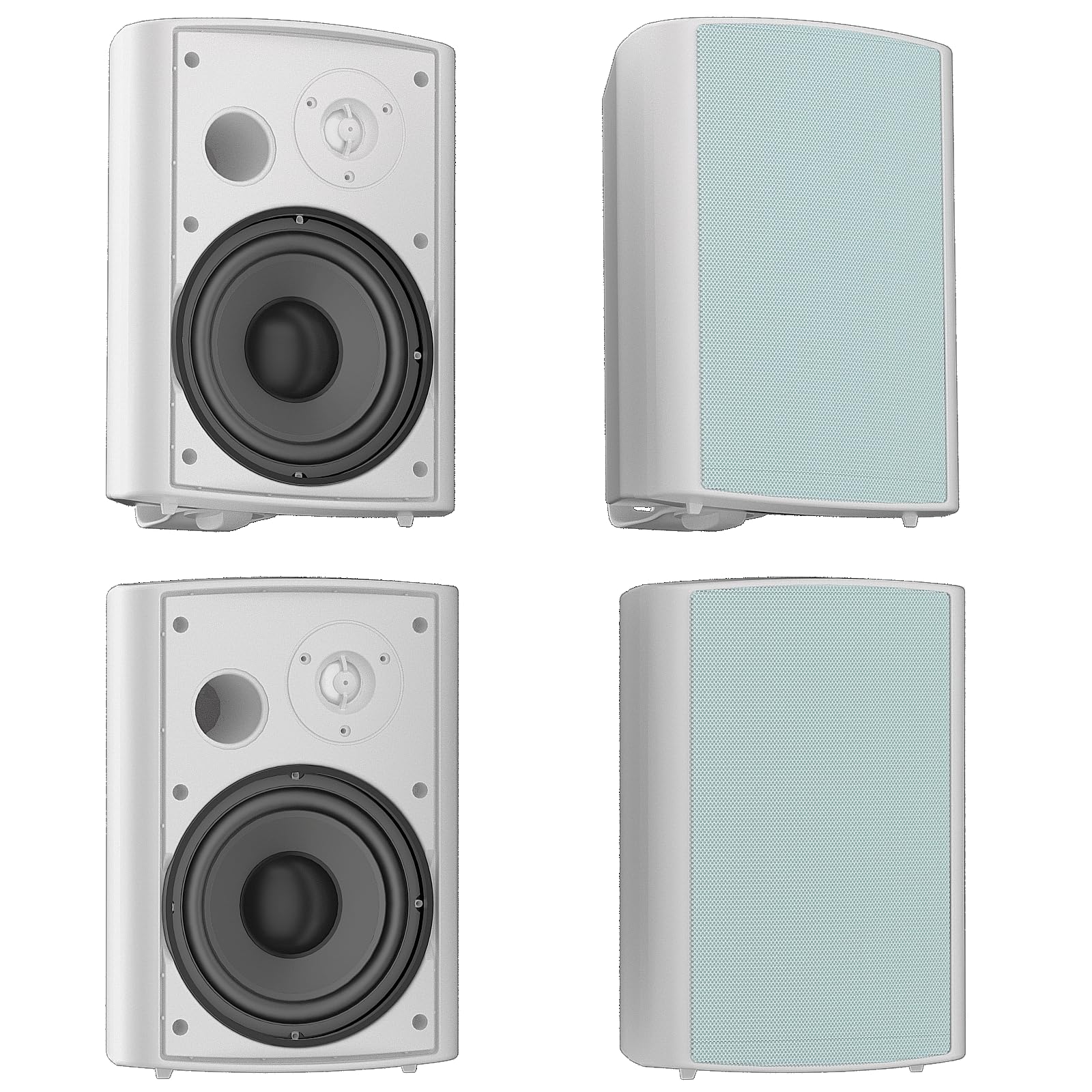Herdio Bocinas para Exterior,6.5 Pulgadas 800W Altavoces para Exteriores, Resistente al Agua, Adecuado para el hogar, Patio, Terraza,Patio Trasero(4 Altavoces,Blanco)
