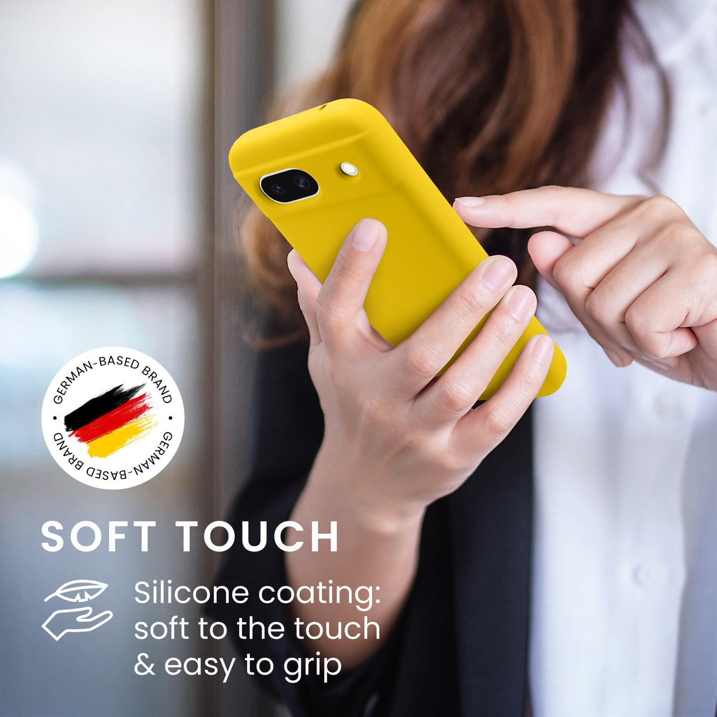 kwmobile Carcasa Compatible con Google Pixel 8a Funda - Case TPU y Silicona antigolpes - Apto Carga inalámbrica - Amarillo chillón