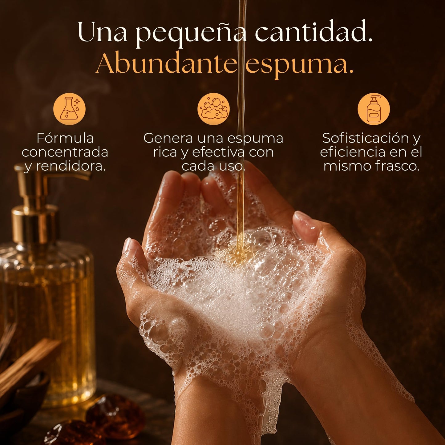 ZOLL Jabón Líquido para Manos - Warm Balance Sándalo y Ámbar - Fragancia Premium Tipo Perfume - Larga Duración - Fórmula Espumante Hidratante - Limpieza Sofisticada para Uso Diario