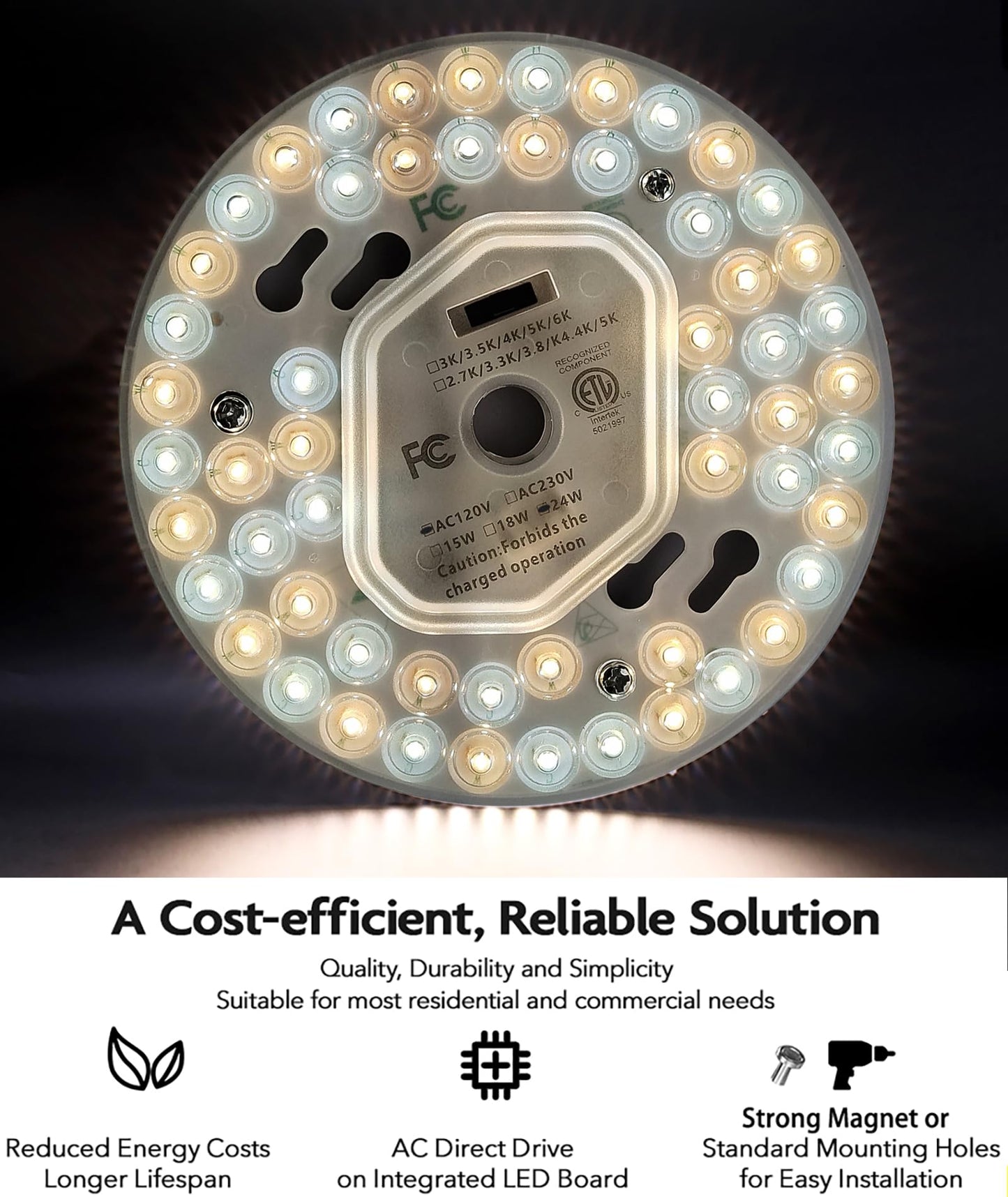 Kit de Iluminación Zhairdalstar Blanco LED para Ventilador de Techo 24 W Homologado por ETL