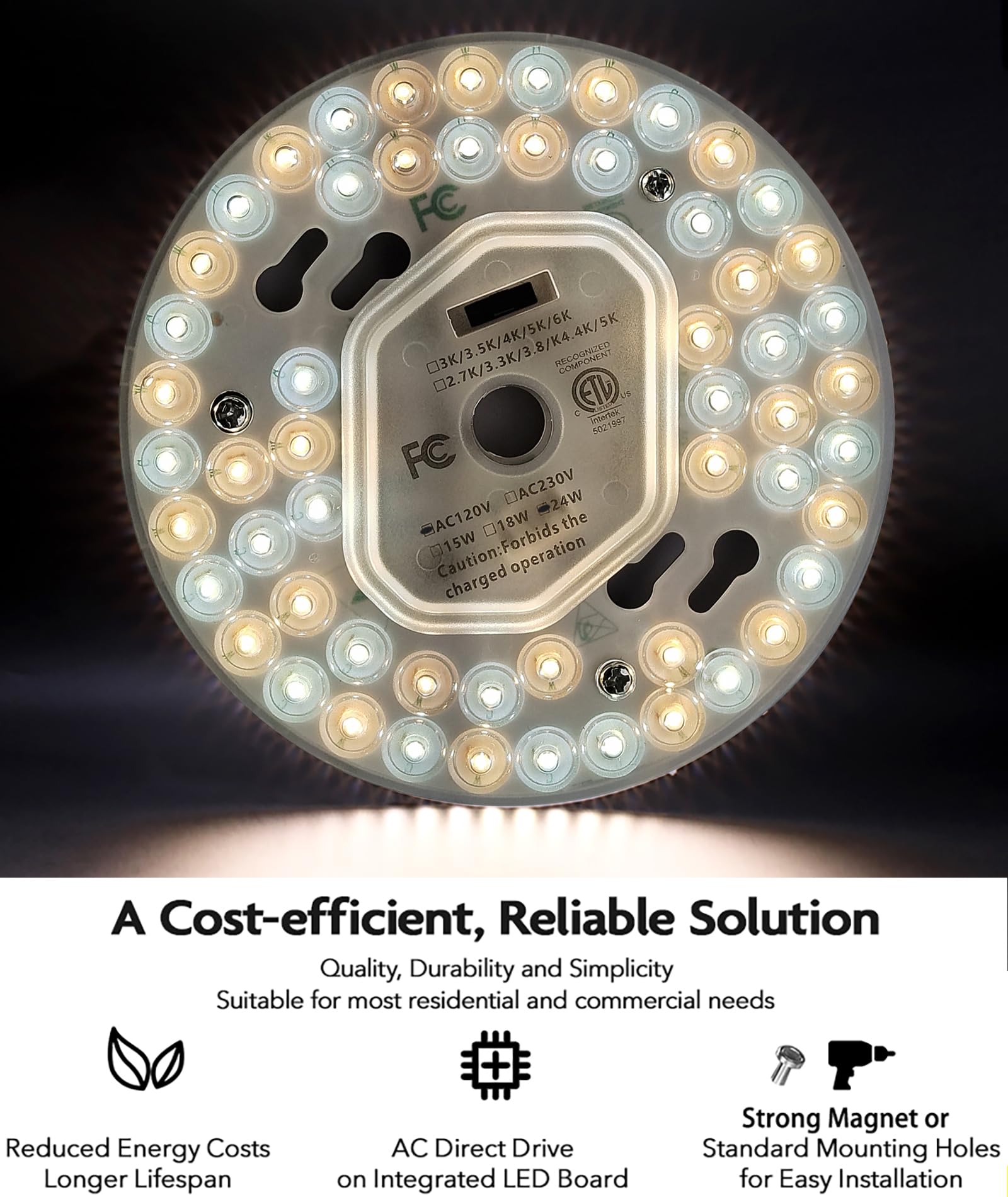 Kit de Iluminación Zhairdalstar Blanco LED para Ventilador de Techo 24 W Homologado por ETL