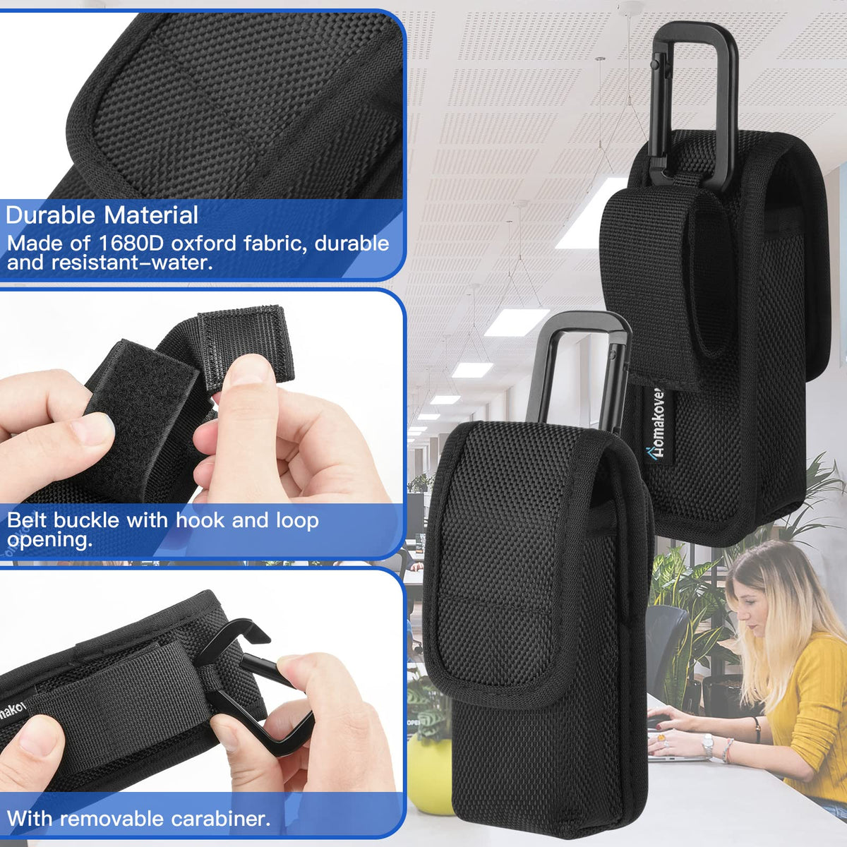 Estuche de Transporte EVISTR Negro con Mosquetón para Grabadoras de Voz Digitales de 16 GB y Sony ICD-UX570/ PX370/470/560