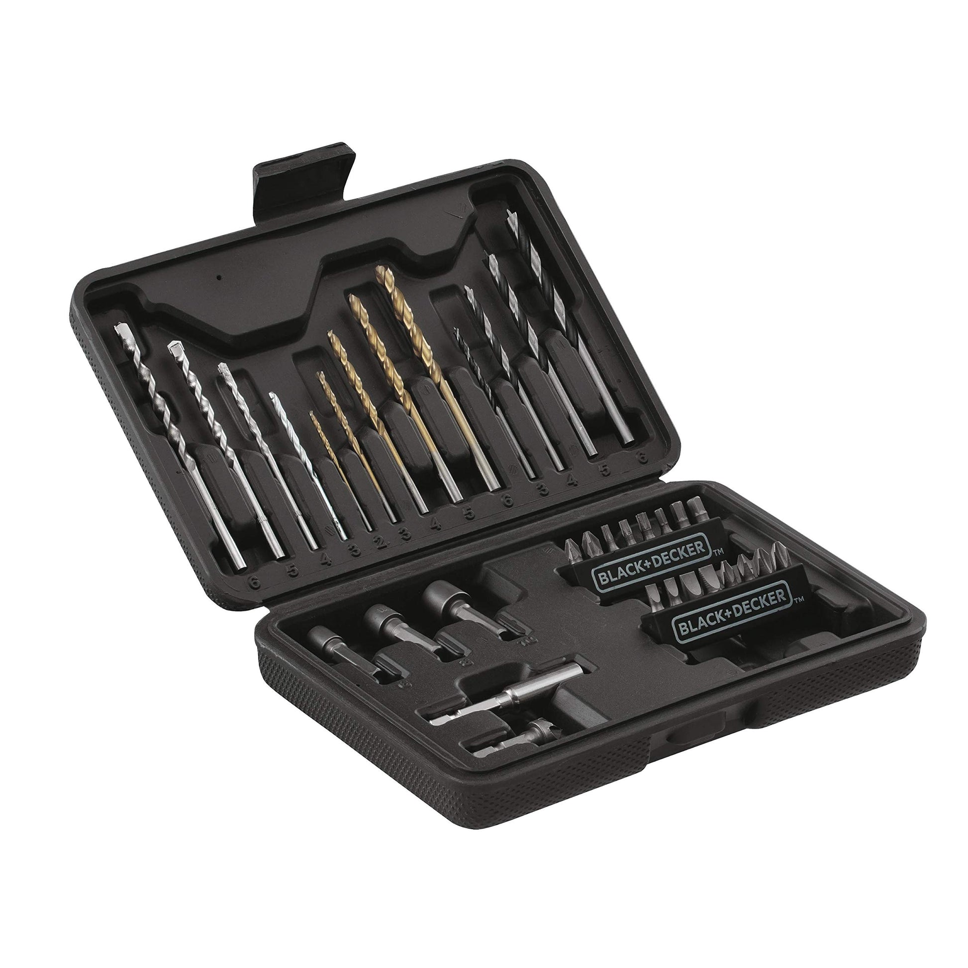 BLACK+DECKER Taladro Atornillador 3/8" (10mm), 12V, Incluye 34 Accesorios y Caja de Herramientas, LD12BA