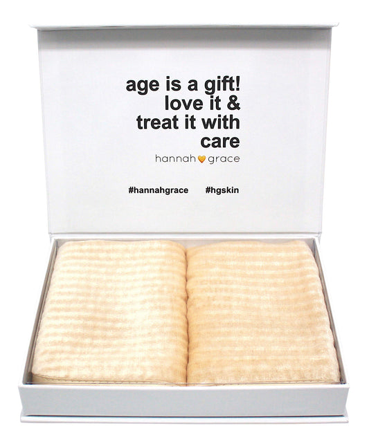 Hannah Grace - Toalla exfoliante facial antienvejecimiento. Promueve una piel sana, suave y luminosa. Toalla facial exfoliante. Paquete de 2 paños purificadores naturales para la cara. 100% seda de morera 6A (champán)