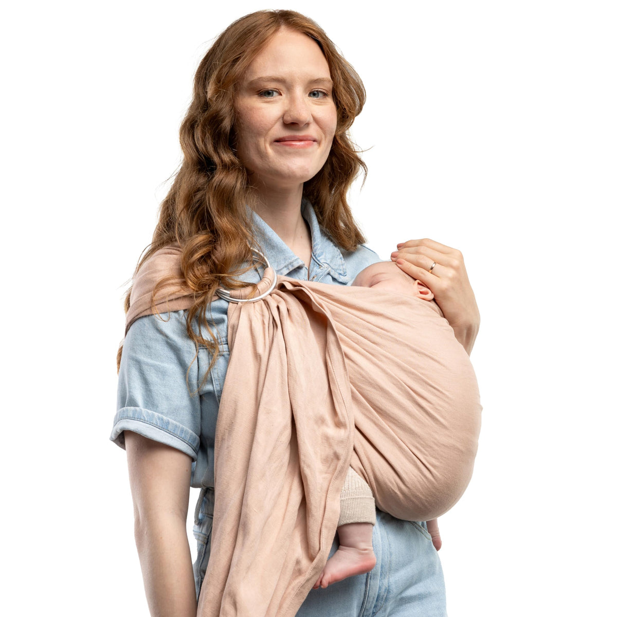 Boba Ring Sling Portabebés - Para recién nacidos hasta niños pequeños, ligero y transpirable, saludable para la cadera, carga frontal y en cadera, 3.6–15.9 kg (8–35 lbs) (Peonía)