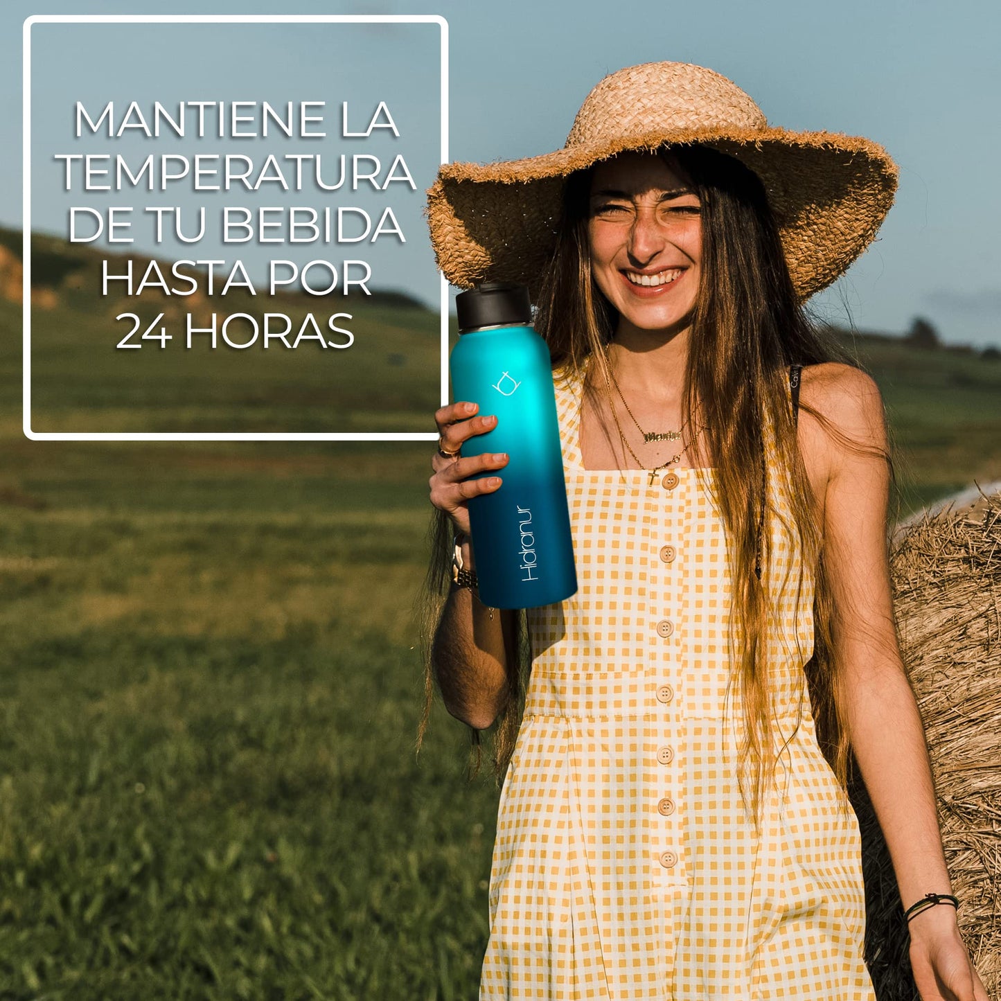 Hidranur Termo de Acero Inoxidable Doble Aislamiento Térmico, Termo Para Café 40 oz (1182.94 ml), 3 Tapas Herméticas, 2 Popotes, 24 Hrs de Agua Caliente y Fría (Verde, 40 Oz (1182.94 ml))