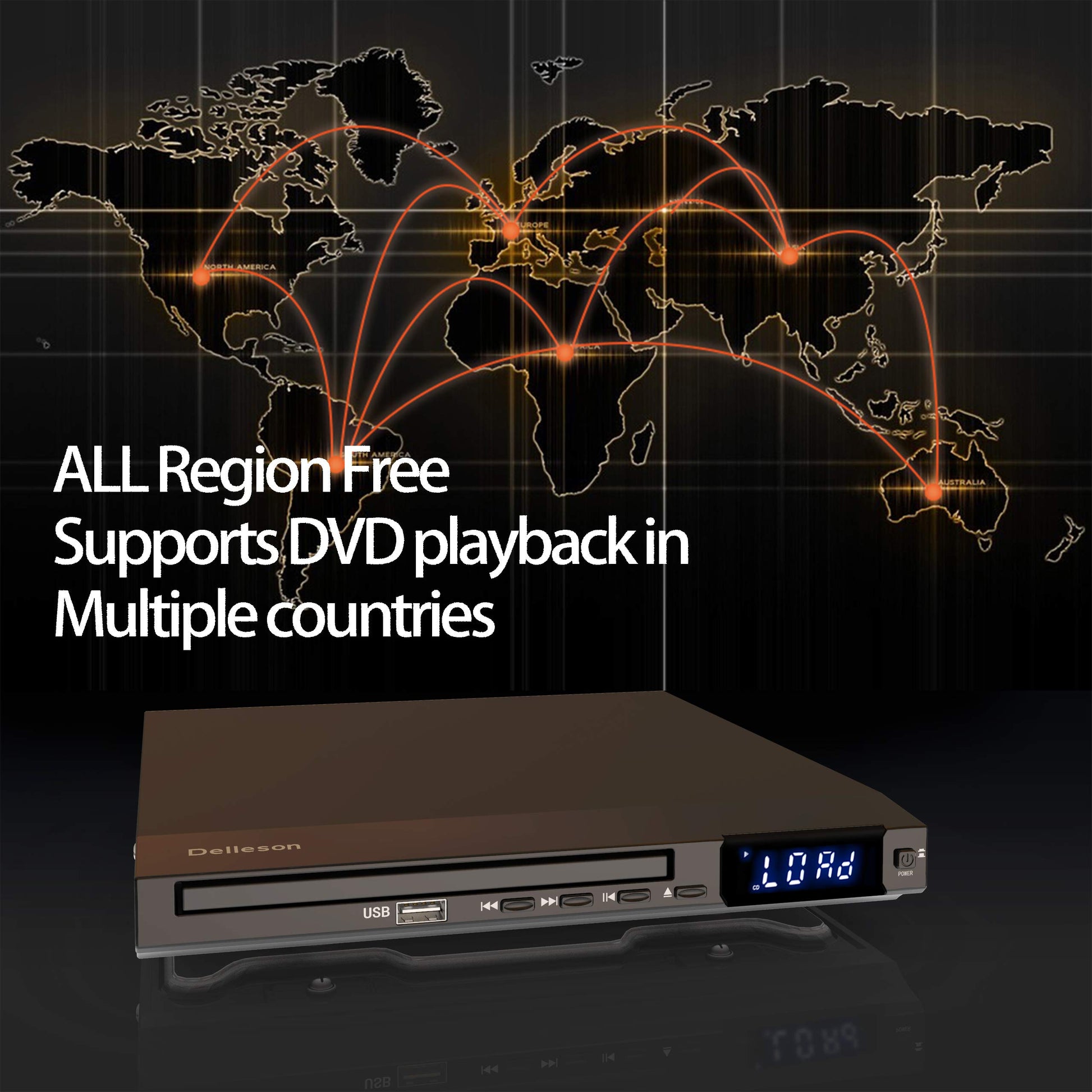 Reproductor de DVD Compacto All Region Free con Conector de Micrófono Negro y AV para TV