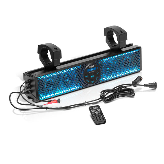 BOSS Audio Systems BRT17SLR - Barra de Sonido para ATV UTV, 17 Pulgadas de Ancho, Altavoces de 3 Pulgadas, tweeters de 1 Pulgada, Rango Completo, IPX5 Resistente a la Intemperie, Bluetooth