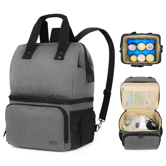 Mochila Extractora de Leche Luxja Gris con Compartimentos para Extractor y Bolsa Térmica