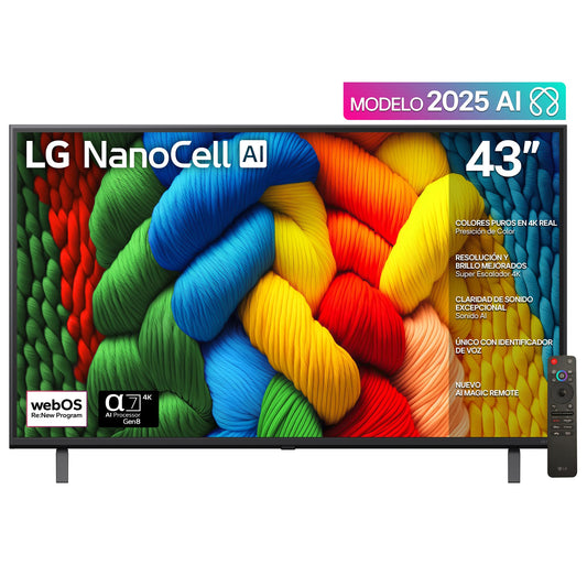 LG Pantalla 43 Pulgadas NanoCell AI NANO80 4K Smart TV 2025