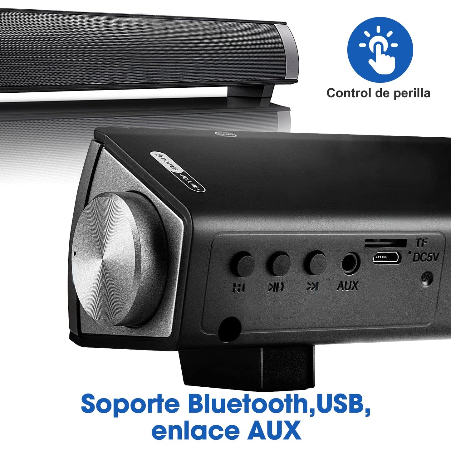 Reproductor Bluetooth,Altavoz Inalámbrico Bluetooth, con Conexión AUX/TF Sonido Envolvente Estéreo de 360, Reproducción Manos Libres, ,Minisistema de Audio para TV,Altavoces de Cine en Casa (Plata)