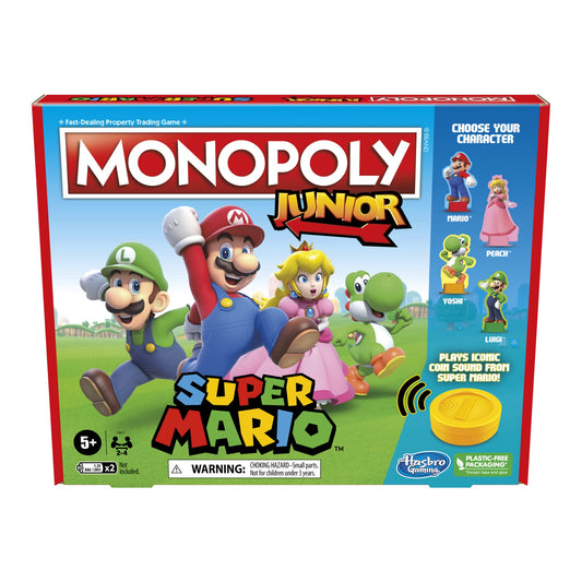 Hasbro Gaming Monopoly Junior: Super Mario Juego de Mesa con 1 Tablero, 2 Dados, Accesorios e instructivo para 2 a 4 Jugadores a Partir de los 5 años