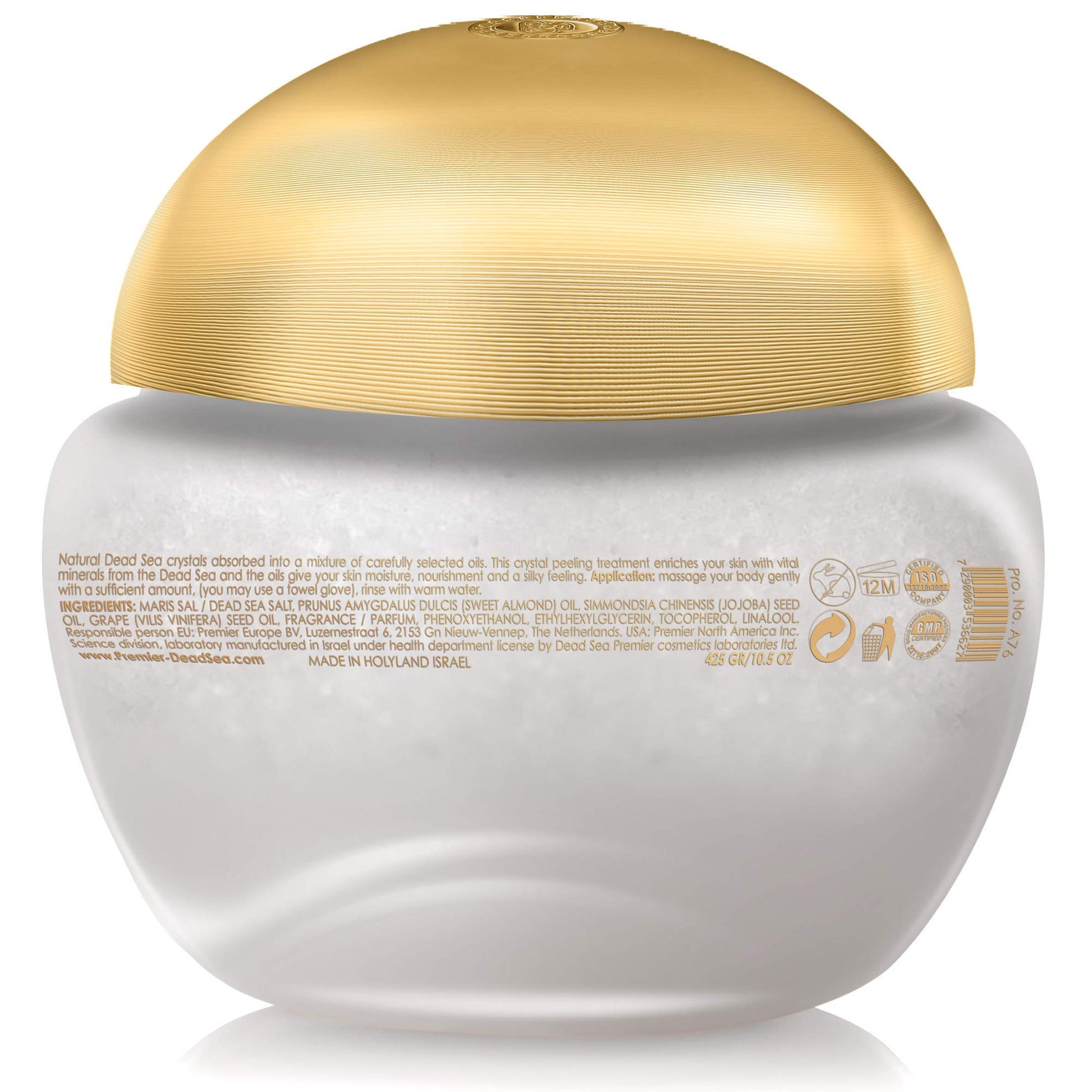 Exfoliante Corporal Premier Dead Sea con Tapa Dorada y Sales Minerales de Aromaterapia