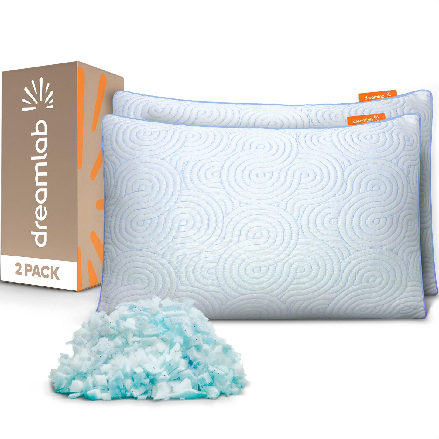 Almohada Dreamlab Polar Cloud Blanca Altura Ajustable Tamaño King Size Firmeza Media Hipoalergénica 2 Piezas