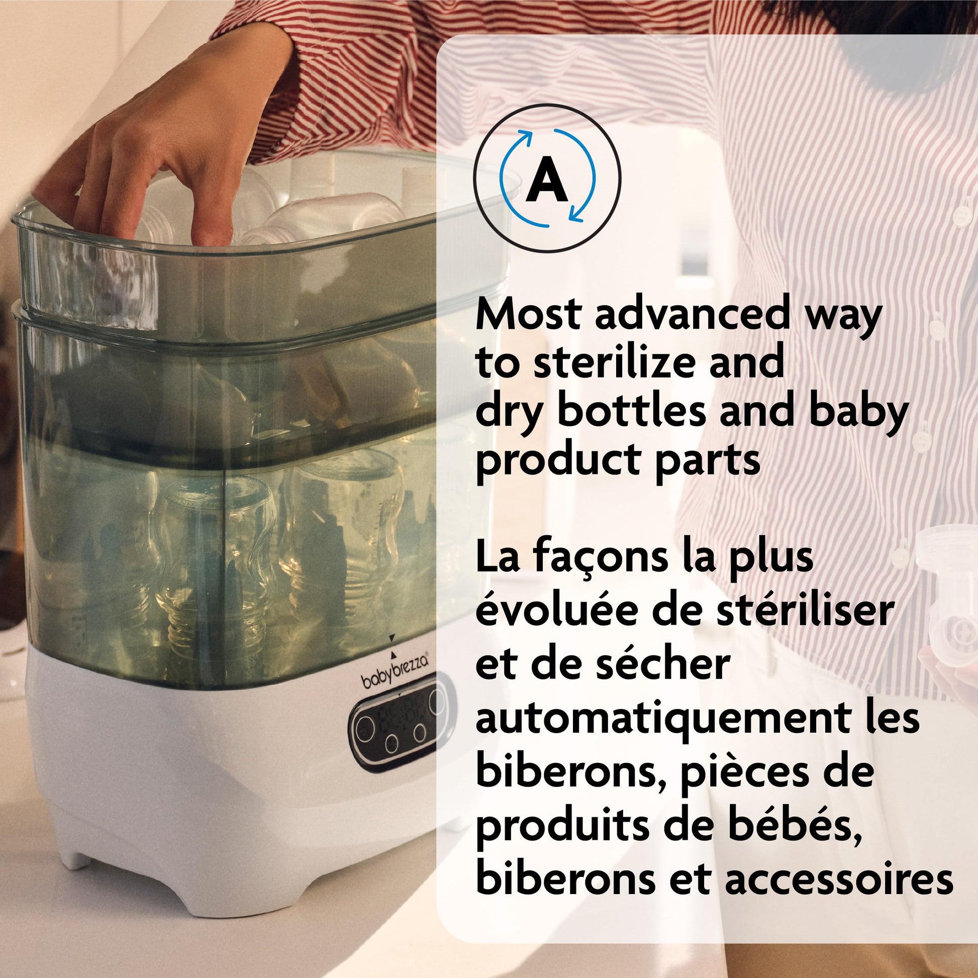 Baby Brezza - Esterilizador y secador de biberones de bebé avanzado - Máquina eléctrica de esterilización a vapor - Esterilización universal para todas las botellas: plástico + vidrio + chupetes +