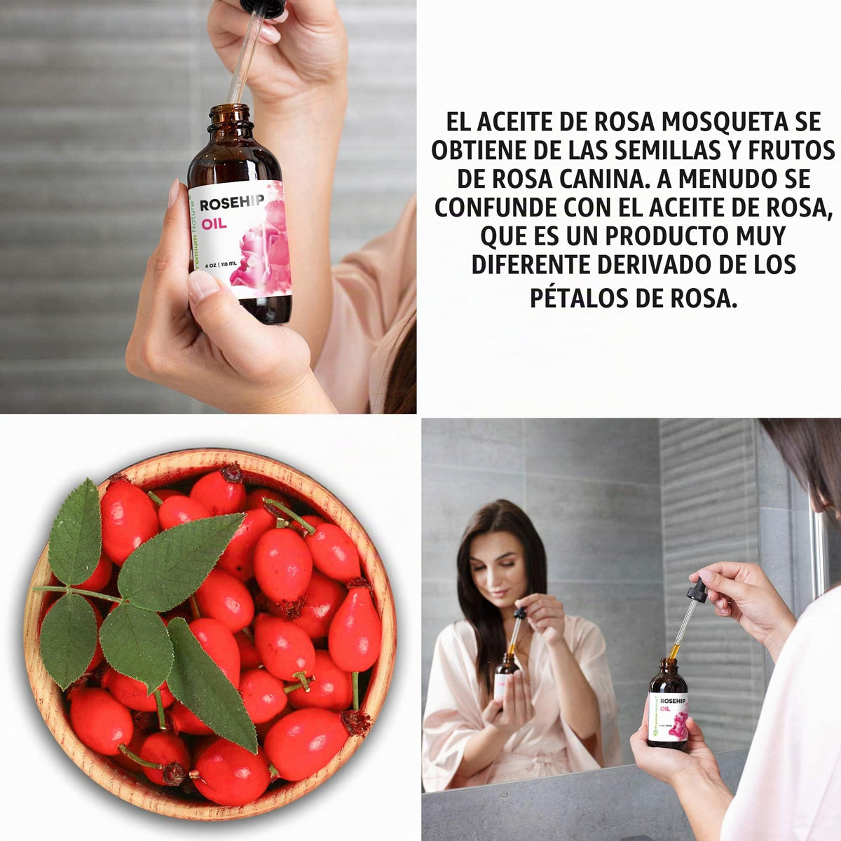 Aceite de rosa mosqueta Premium Nature Aceite de rosa mosqueta – Aceite de rosa mosqueta para la cara, aceite de semilla de rosa mosqueta puro prensado en frío sin refinar aceite de rosa mosqueta para el cabello y las uñas de la cara, aceite esencial de r
