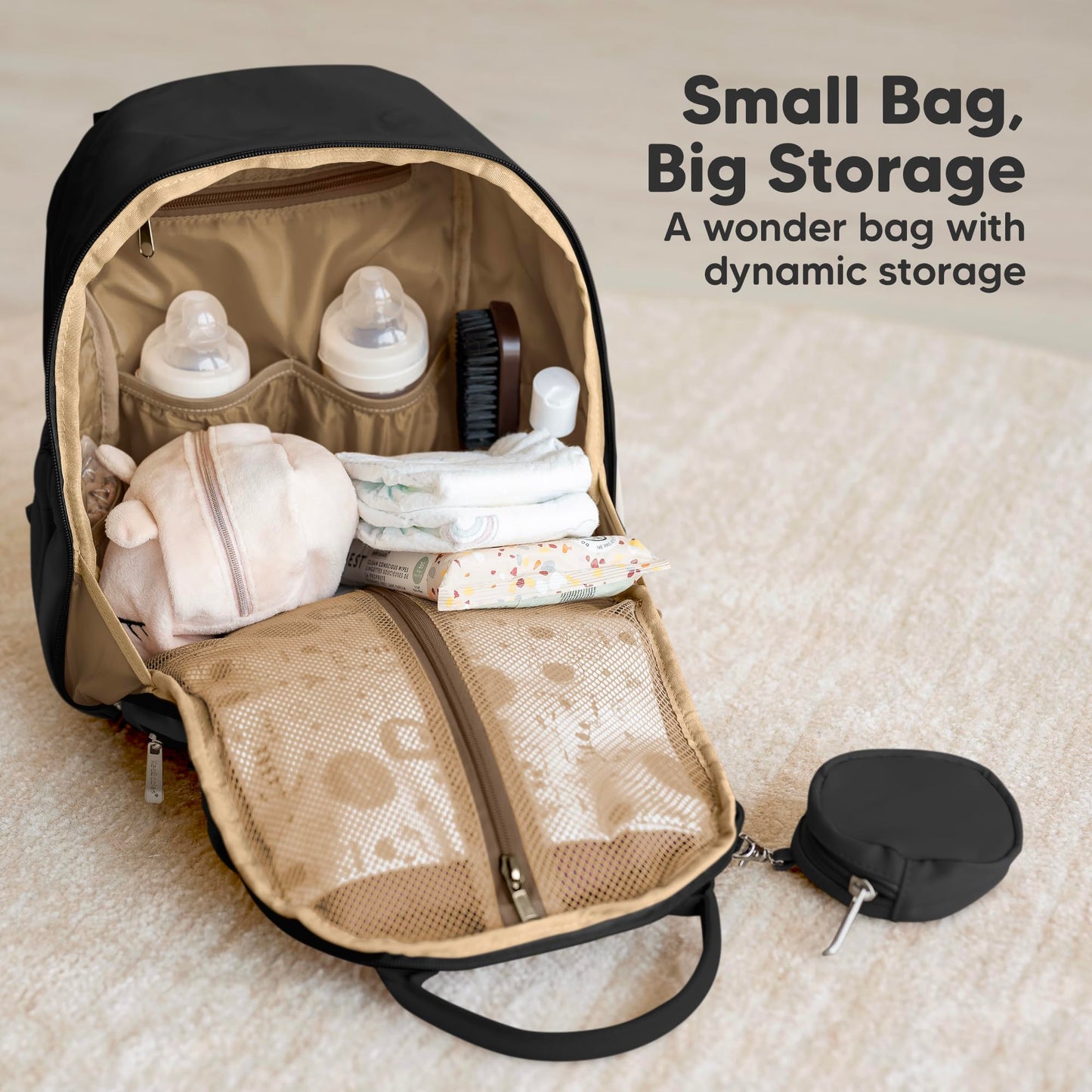 KeaBabies - Mochila para pañales de viaje (moderno negro, S)
