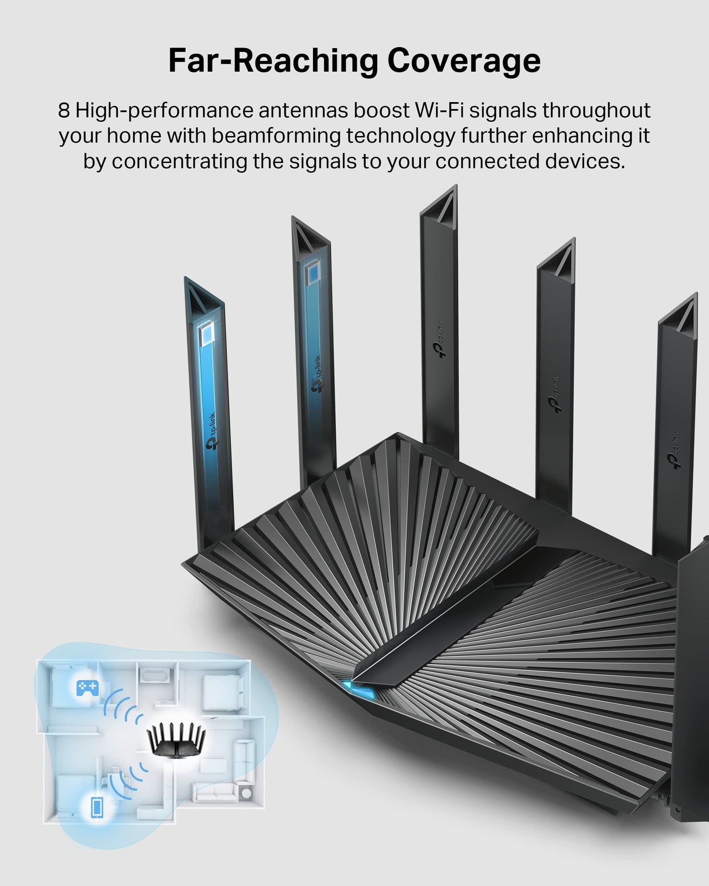 Router Wi-Fi AX6000 TP-Link Blanco Dual Band con OneMesh y Ap Mode, Cobertura de Largo Alcance