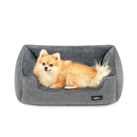 Feandrea Cama para Perros, Sofá para Mascotas, 70 x 55 x 21 cm, Bordes Elevados, M, para Perros Pequeños, Gris Claro MPGW10GG