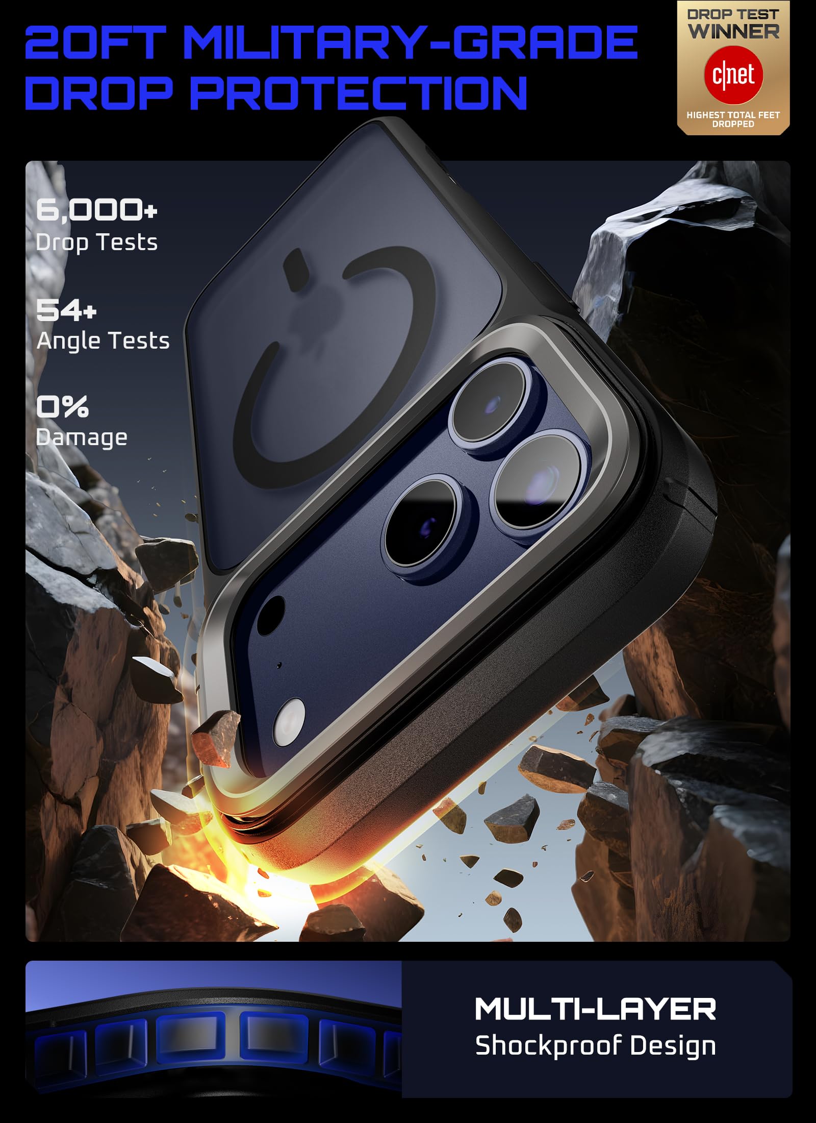 SUPCASE Funda Magnética para iPhone 17 Pro MAX Case Compatible con MagSafe [Unicorn Beetle mag] Resistente Carcasa Delgada Translúcida para iPhone 17 Pro MAX - Mate Negro