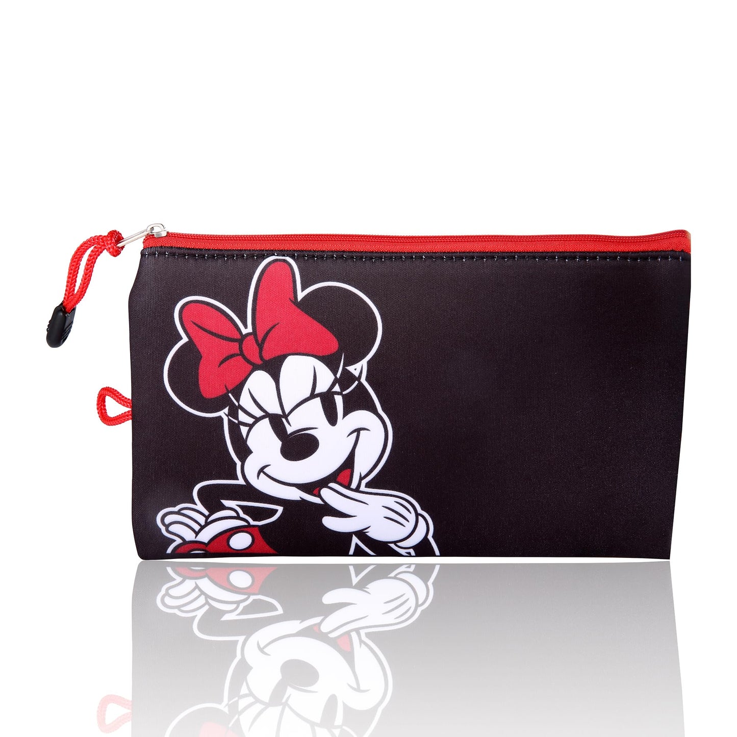 Disney Minnie Mouse - Bolsa de maquillaje con licencia oficial, neopreno negro