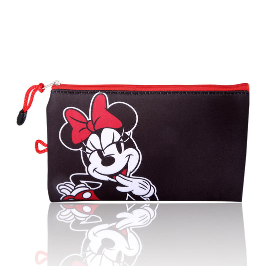 Disney Minnie Mouse - Bolsa de maquillaje con licencia oficial, neopreno negro
