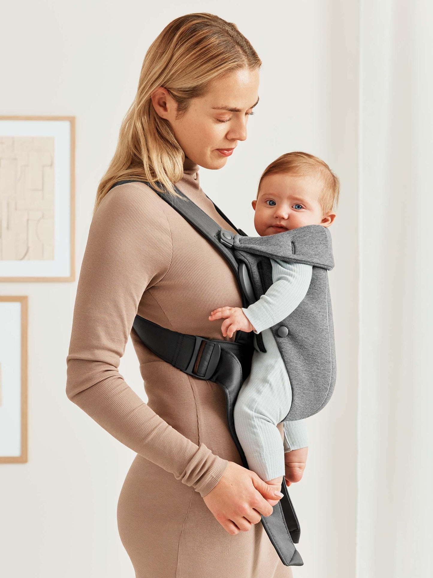 BABYBJORN - Portabebés pequeño, Jersey 3D, Gris oscuro