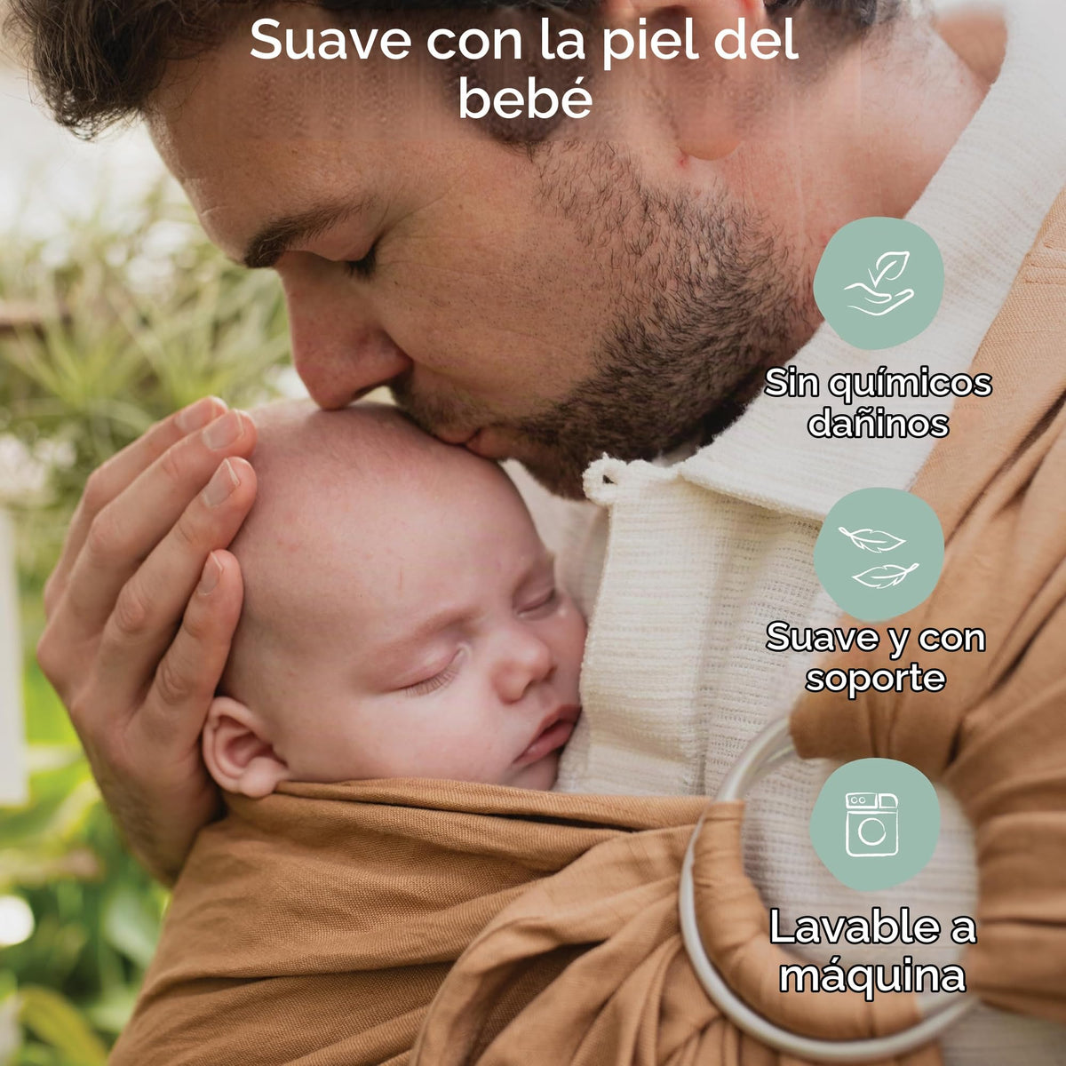 Boba Banda de Anillos Porta Bebé de Neonato a Niño — Portabebé ligero y transpirable, portabebé saludable para las caderas, banda portabebé para transporte frontal y lateral, 3.6-15.8 kg (Rye)