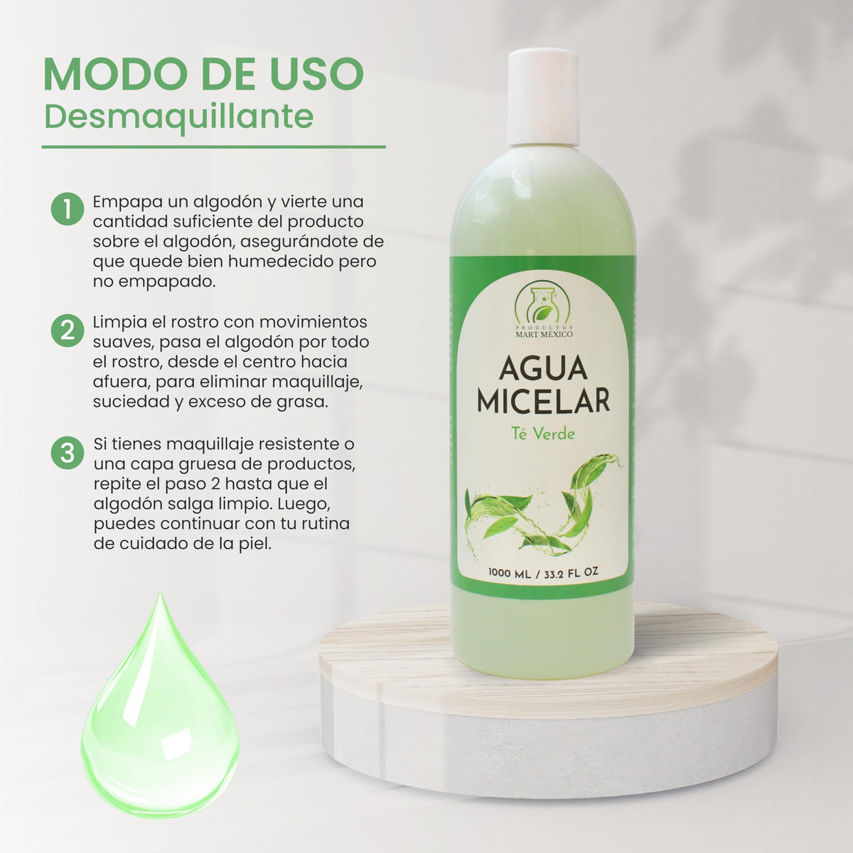 Agua Micelar De Té Verde Frescura 1 Litro Productos Mart Mexico