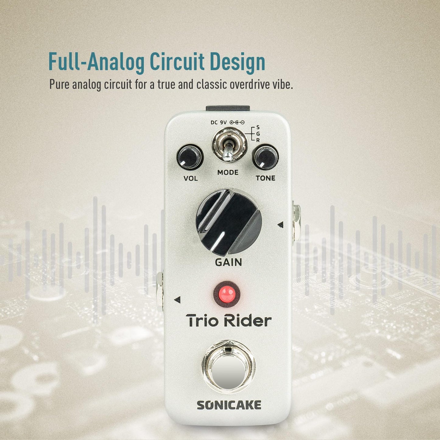 Pedal de Guitarra Overdrive SONICAKE 3 Sonidos Legendarios para Guitarra Eléctrica y Bajo