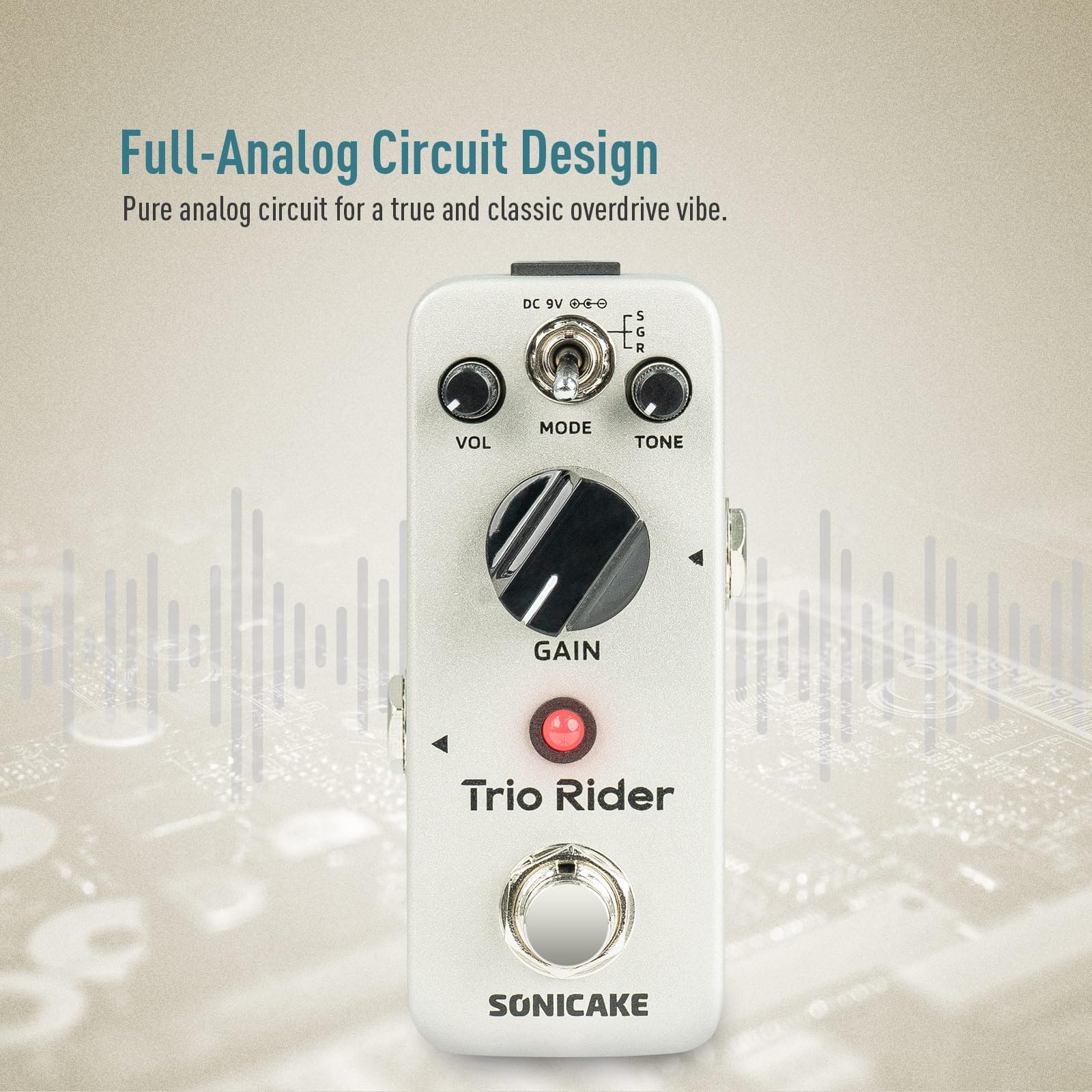 Pedal de Guitarra Overdrive SONICAKE 3 Sonidos Legendarios para Guitarra Eléctrica y Bajo