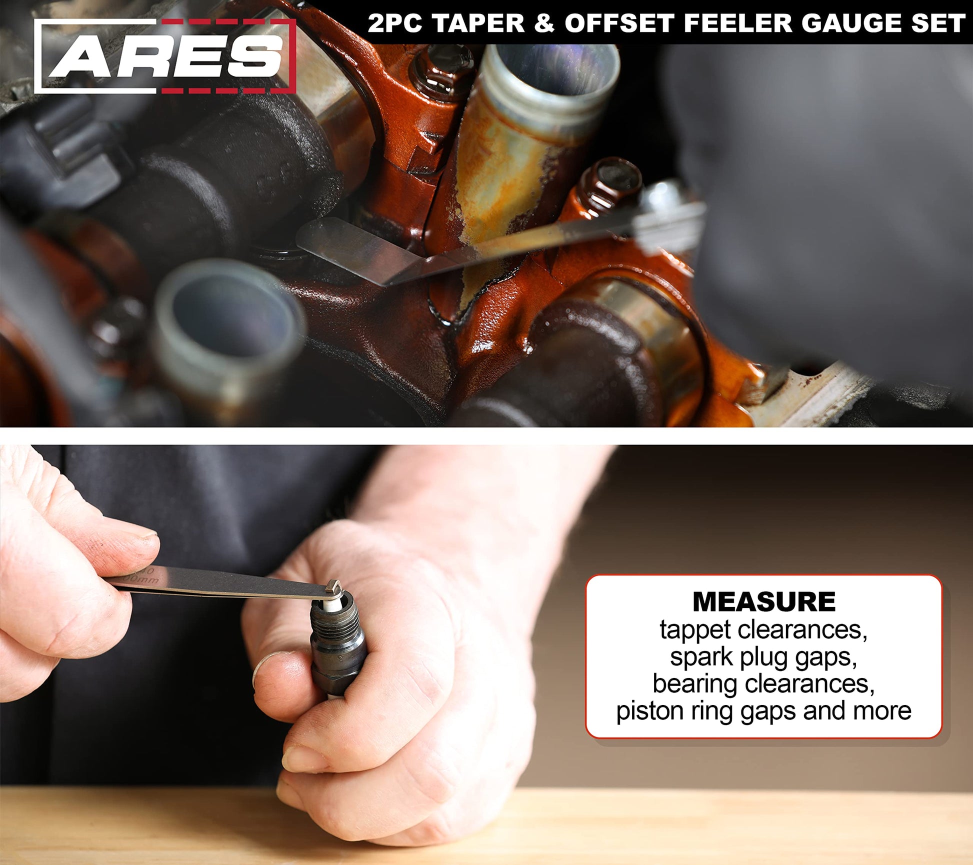 ARES 11042-Juego de 2 calibradores cónicos y sensores de compensación tiene 32 tamaños SAE y métricos de doble marca – El desplazamiento tiene 16 tamaños de doble marca – Mide con precisión las