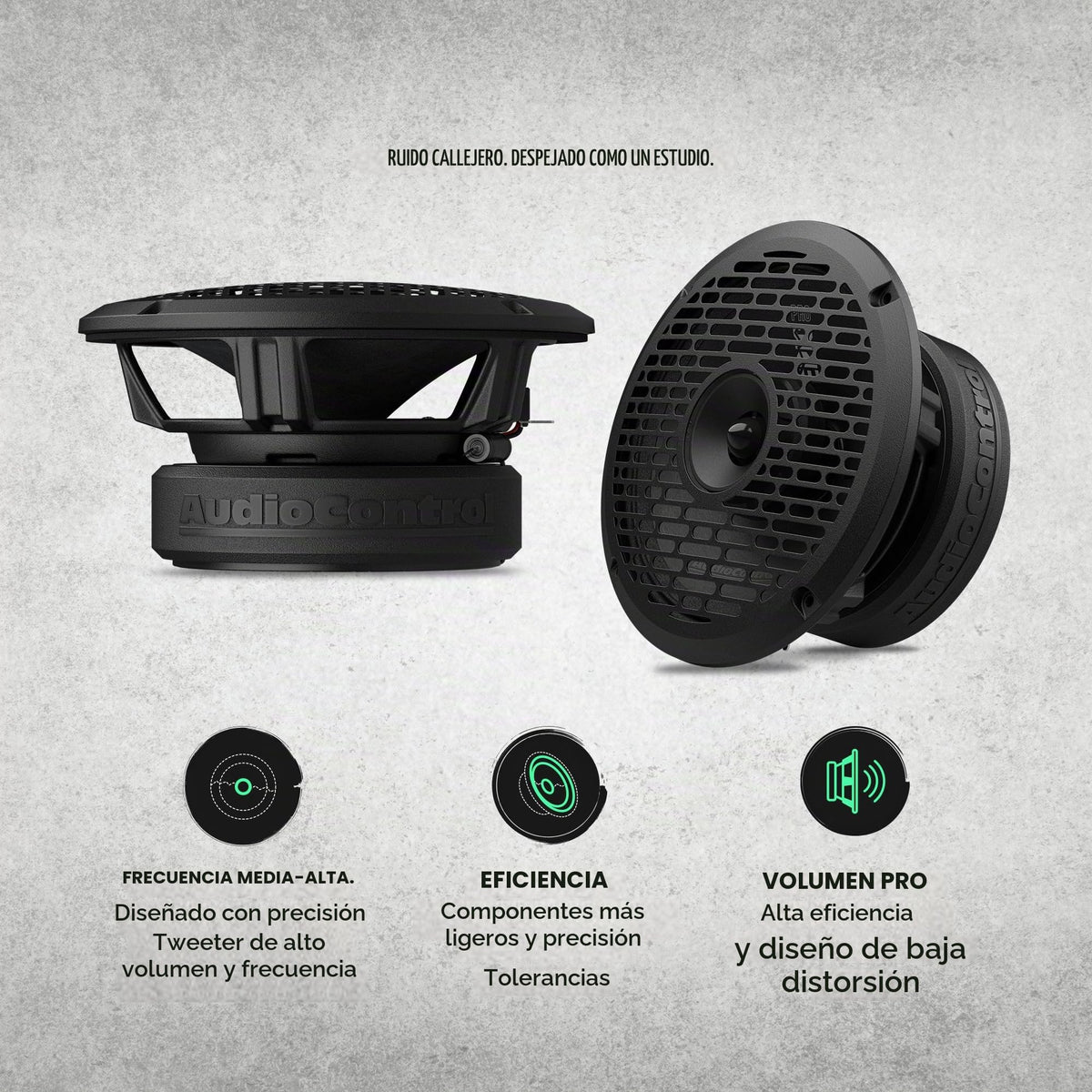 Altavoces Coaxiales AudioControl Serie Epic PRO 6.5" Negro Alto SPL para Coche