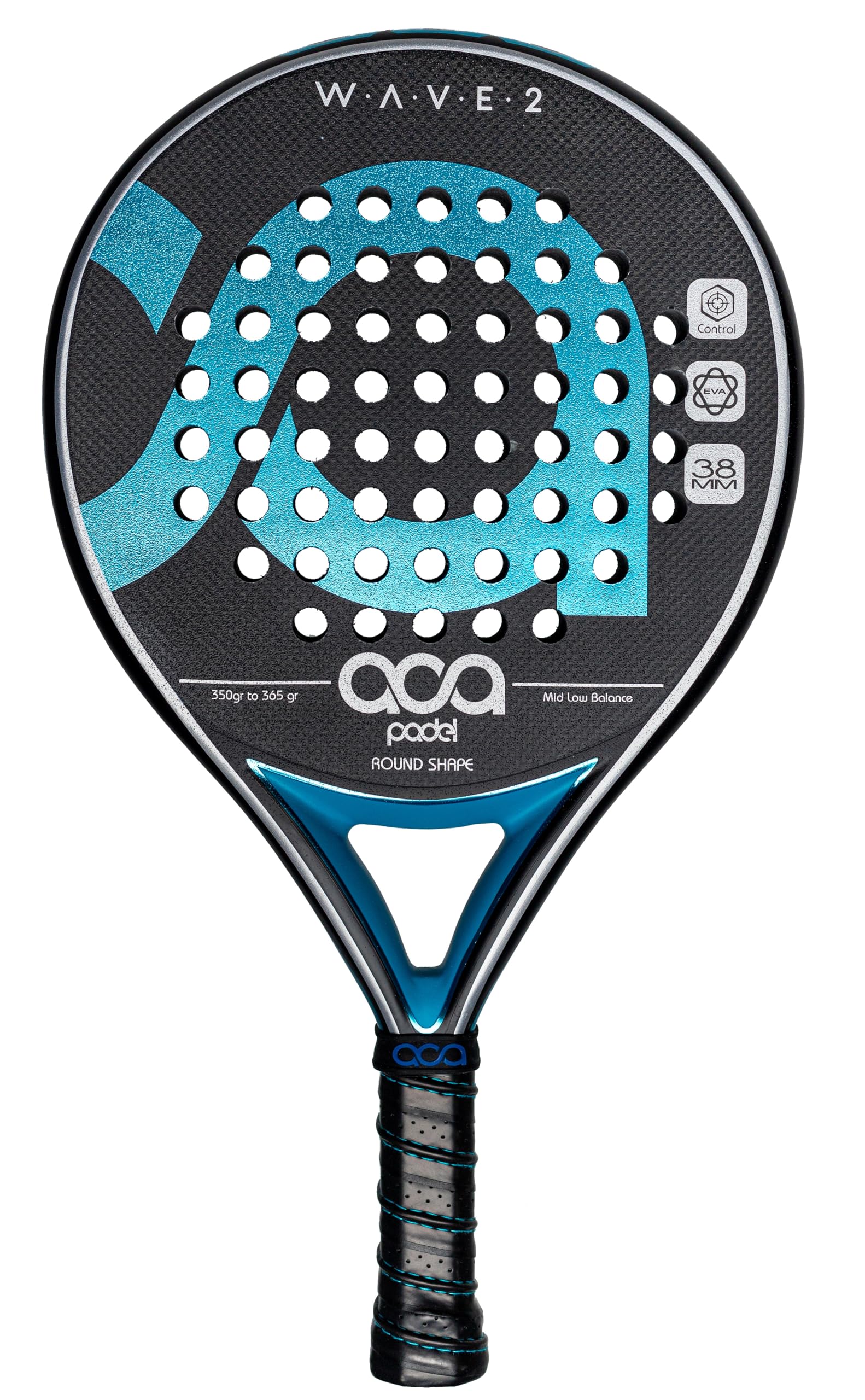 Pala de Padel Aca Carbono 3K Redonda Acabado Arena Goma Soft Blackeva