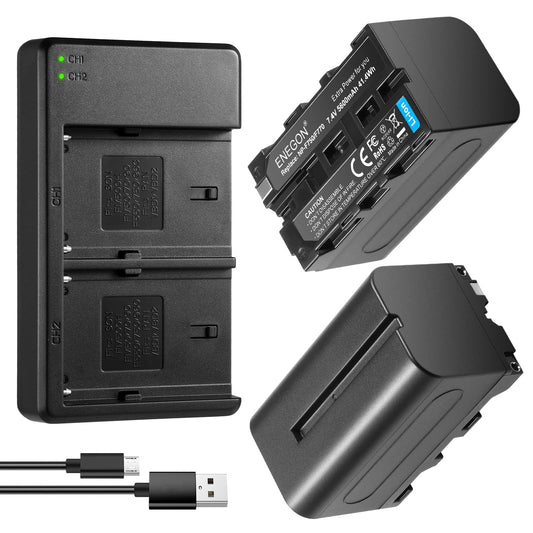Batería de Repuesto ENEGON NP-F750 5600mAh y Cargador USB Smart LED para Sony y Led Light