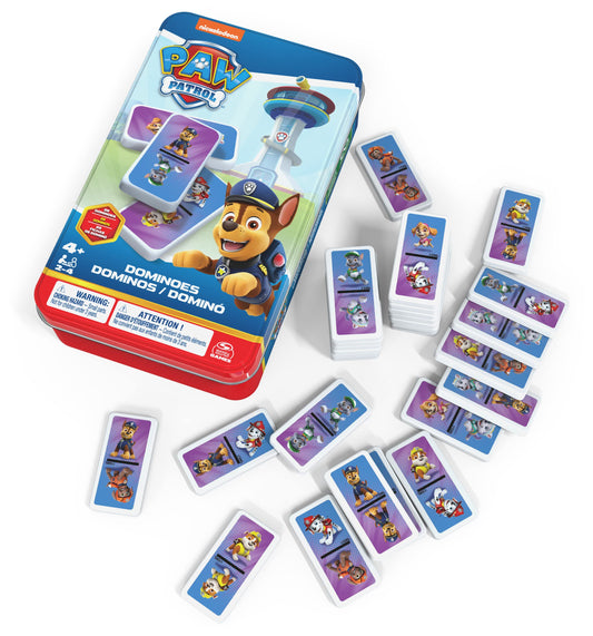 Cardinal, Juego de dominó de la Patrulla Canina de Spin Master Games, Juegos para niños de 2 a 4 Jugadores en miniestuche portátil, Juguetes de la Patrulla Canina para niños a Partir de 4 años