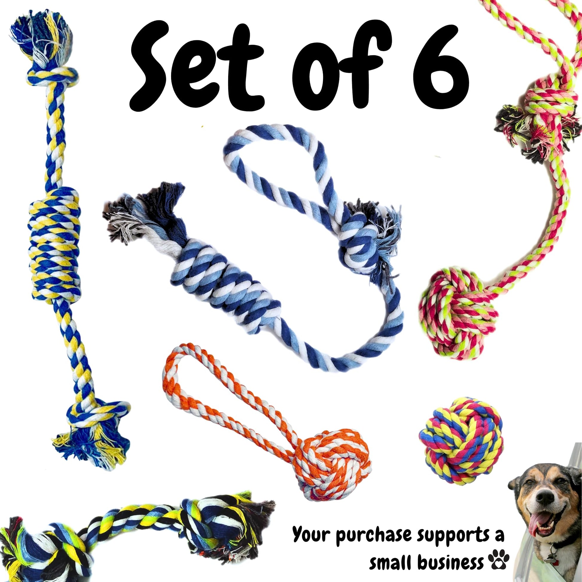 Juguete de Cuerda Otterly Pets Multicolor Pack de 6 para Cachorros Pequeños