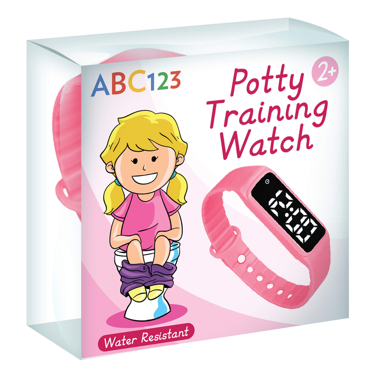 ABC123 Reloj de entrenamiento para ir al baño – Recordatorio de bebé resistente al agua temporizador para entrenamiento de baño para niños y niños pequeños (rosa)