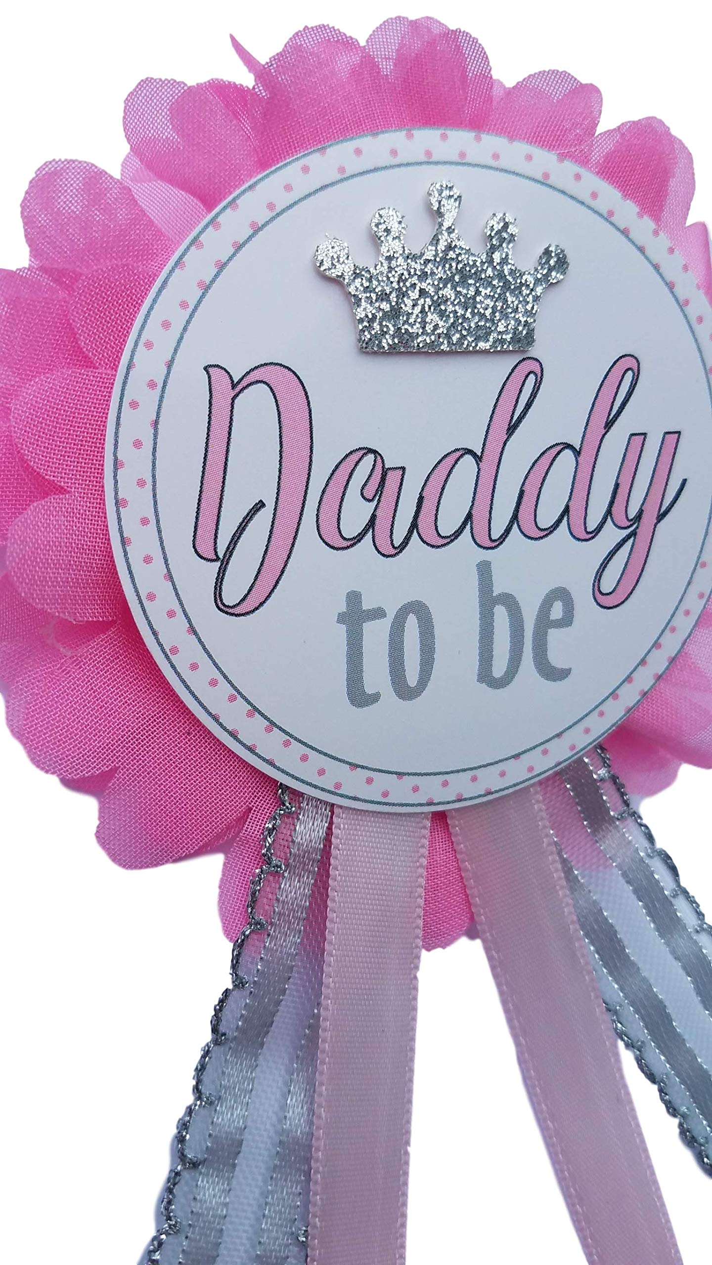 Daddy to Be Pin Princess Mommy to Be Baby Shower dad to wear at Baby Shower, Pink & Silver, It's a Girl, Baby Sprinkle
