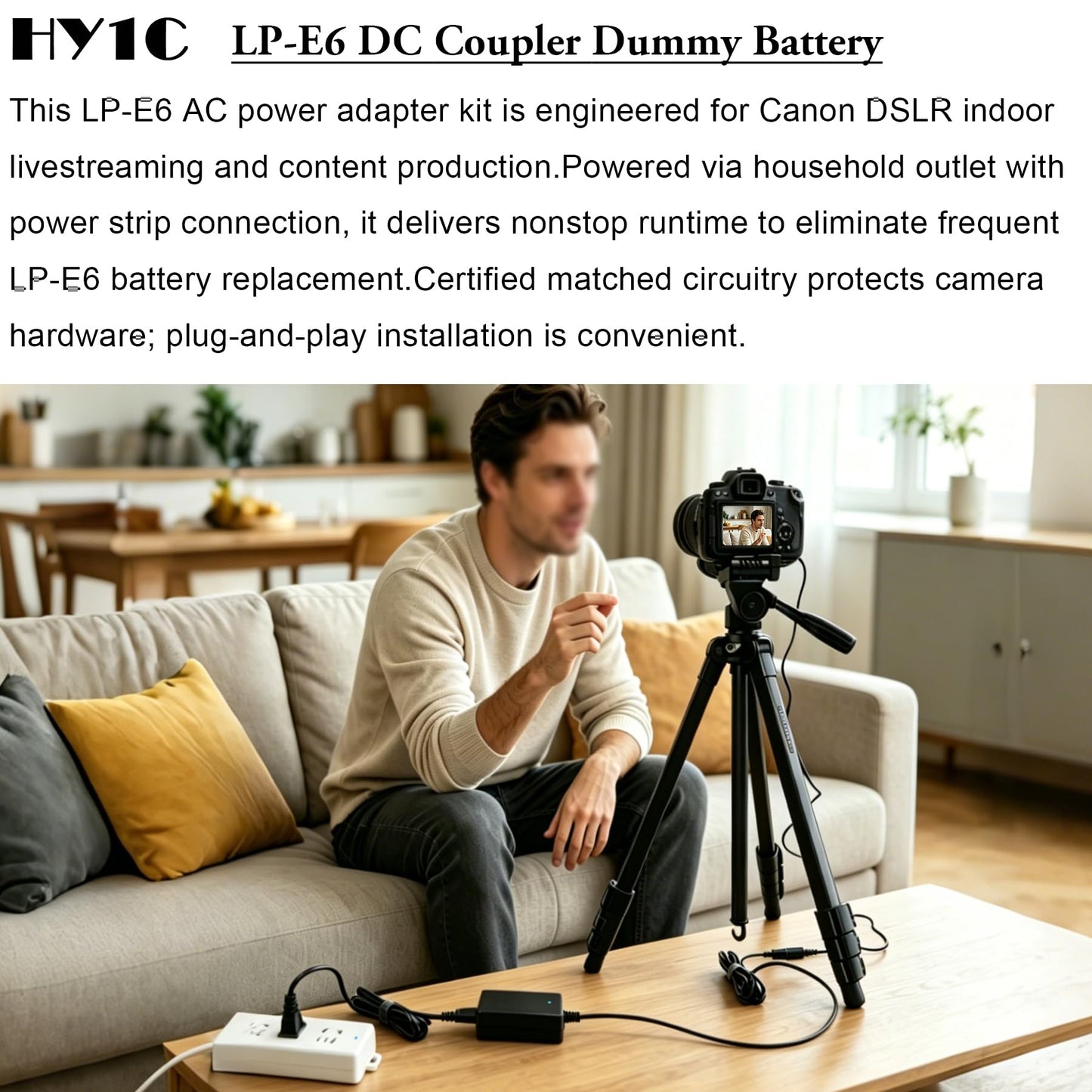 DR-E6 - Kit adaptador de corriente alterna para Canon EOS R,R5,R6,R7,R5C,80D,90D,70D,5DS,5DS-R,5D Mark II III IV y 6D, 7D Mark II II II de DR-E6