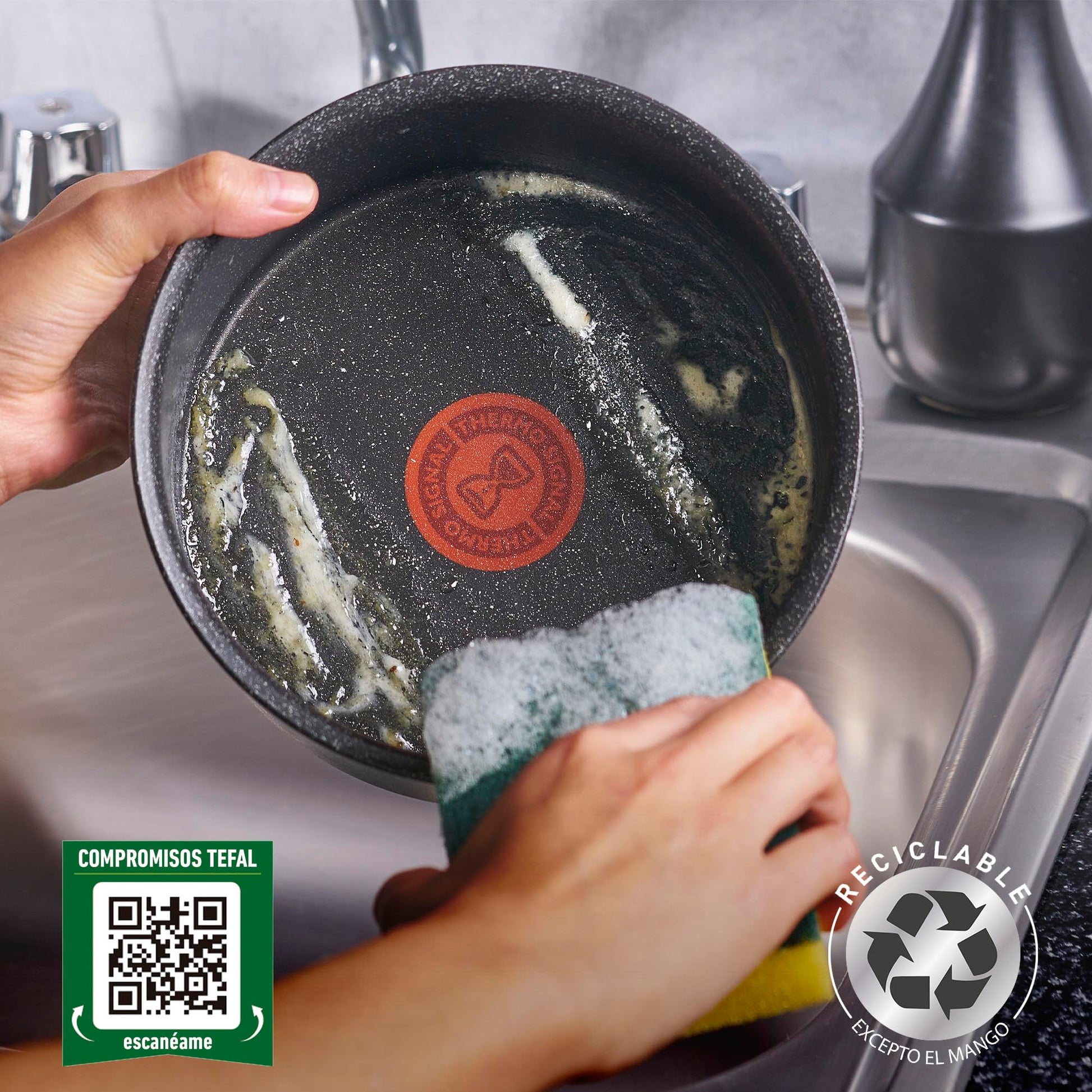 T-fal Ingenio Black Stone Batería de Cocina 8 piezas, Efecto Piedra con Mango Removible, Multifuncional, recubrimiento Mineralia+, Negro, L3999502