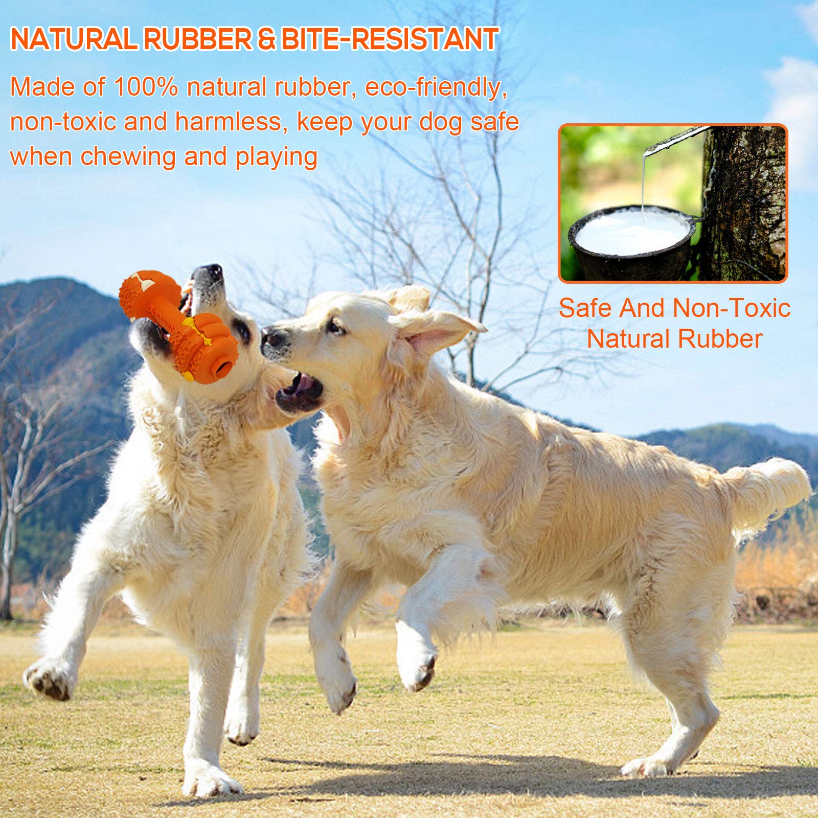 Hswaye Juguetes masticables para perros agresivos, juguete dental no tóxico de grado alimenticio, juguetes indestructibles resistentes y duraderos para perros medianos y grandes. Naranja.