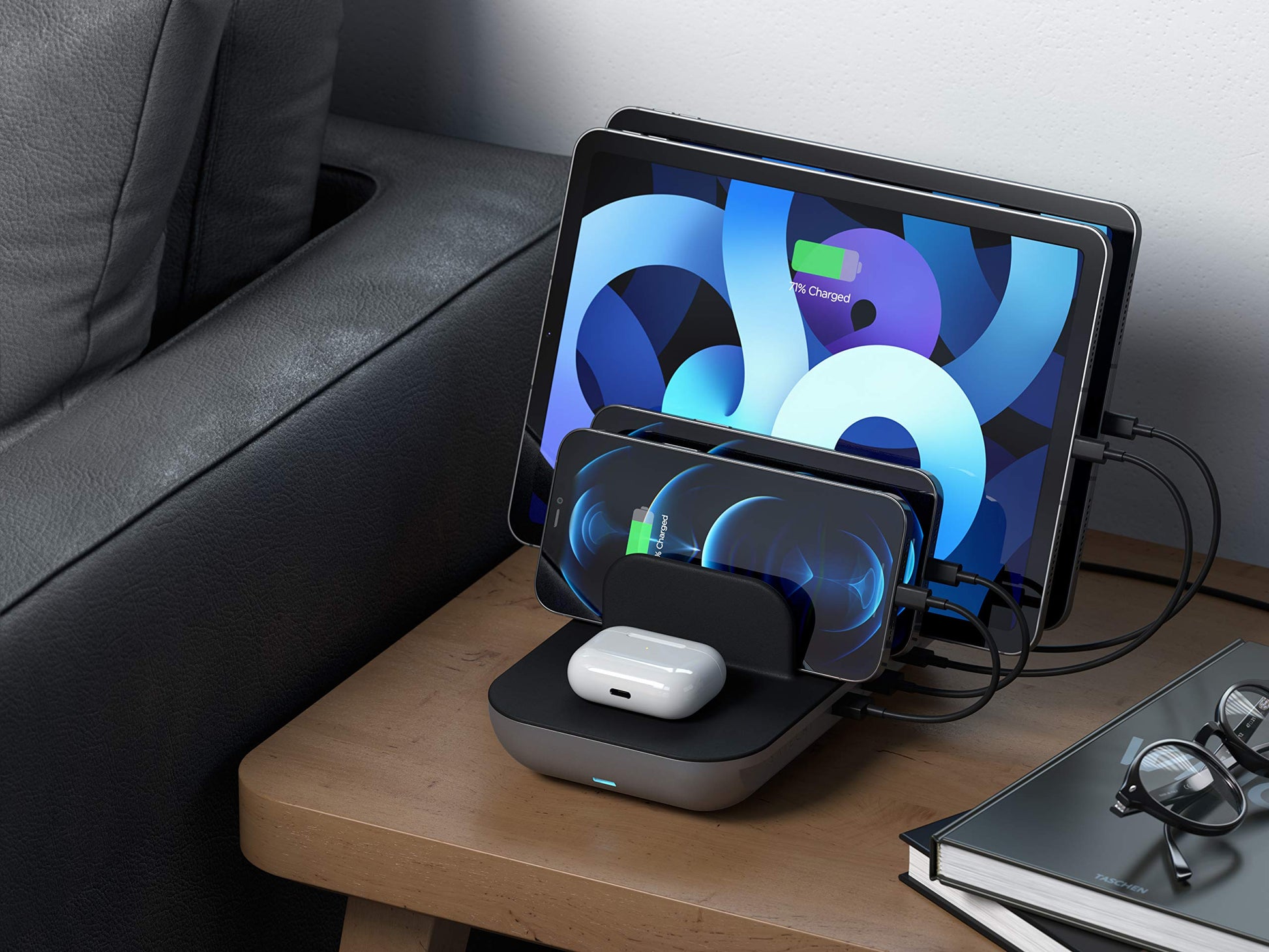 Estación de Carga Multi Dispositivos SATECHI Dock5 Gris con Carga Inalámbrica para iPad, iPhone y AirPods