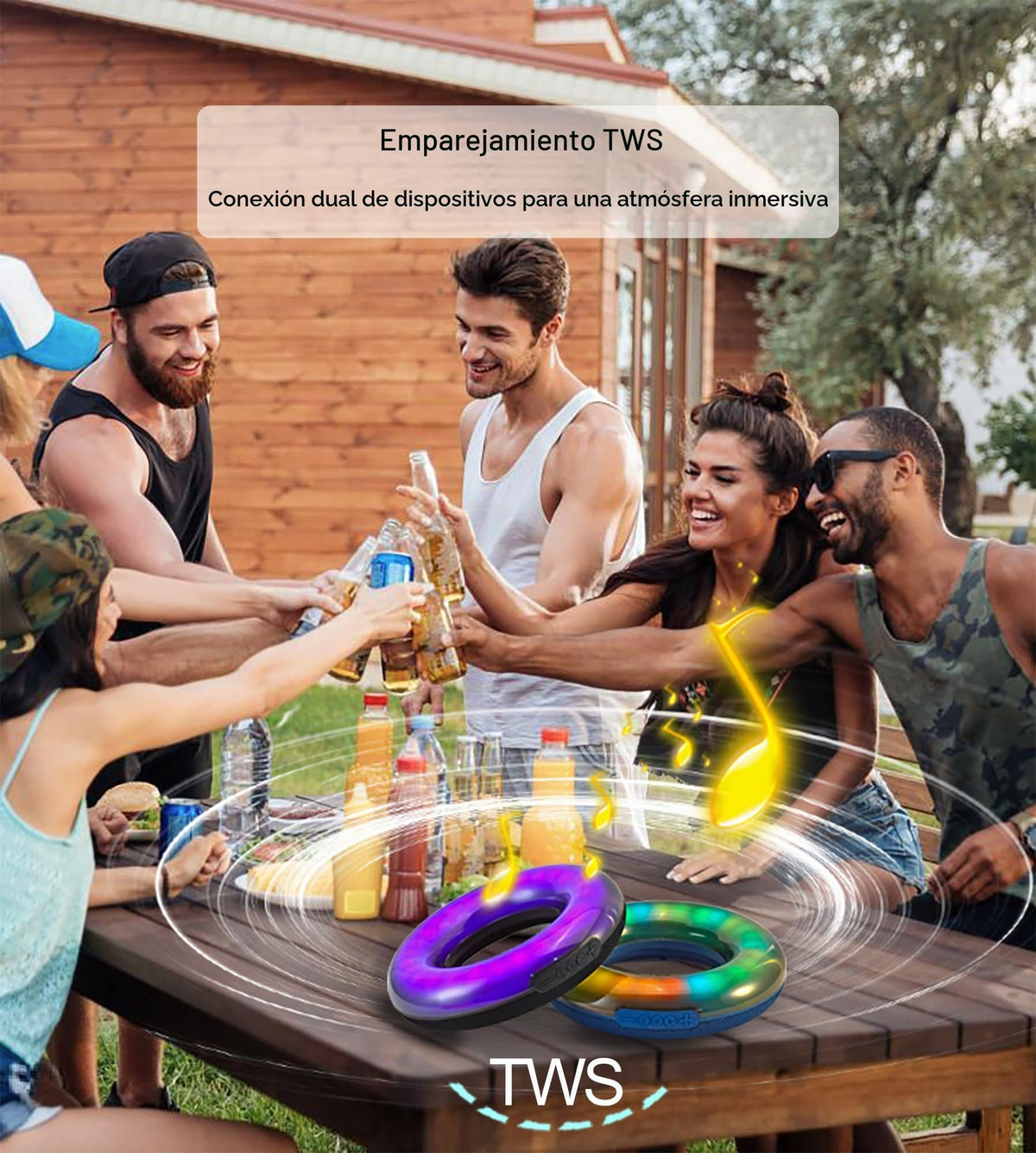 Bocina Bluetooth Portátil con Iluminación RGB Ajustable Inalámbrica Sonido Potente de 16W Bajos Profundos IPX6 Impermeable para Interiores y Exteriores