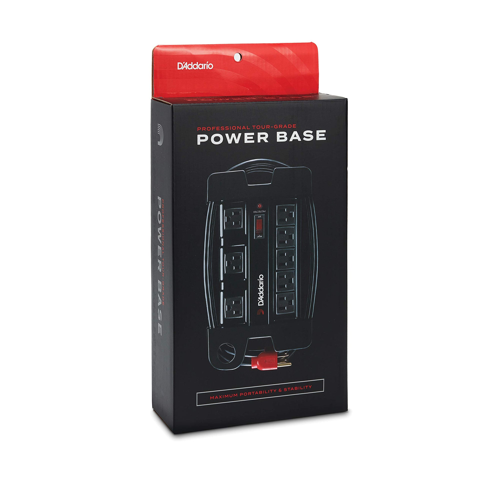 D'Addario Accessories - Base de alimentación de grado turístico - Protector de base - Tira de alimentación de escenario con cable de 6 pies - 5 estándar y 3 transformadores - Salida de amplificador de