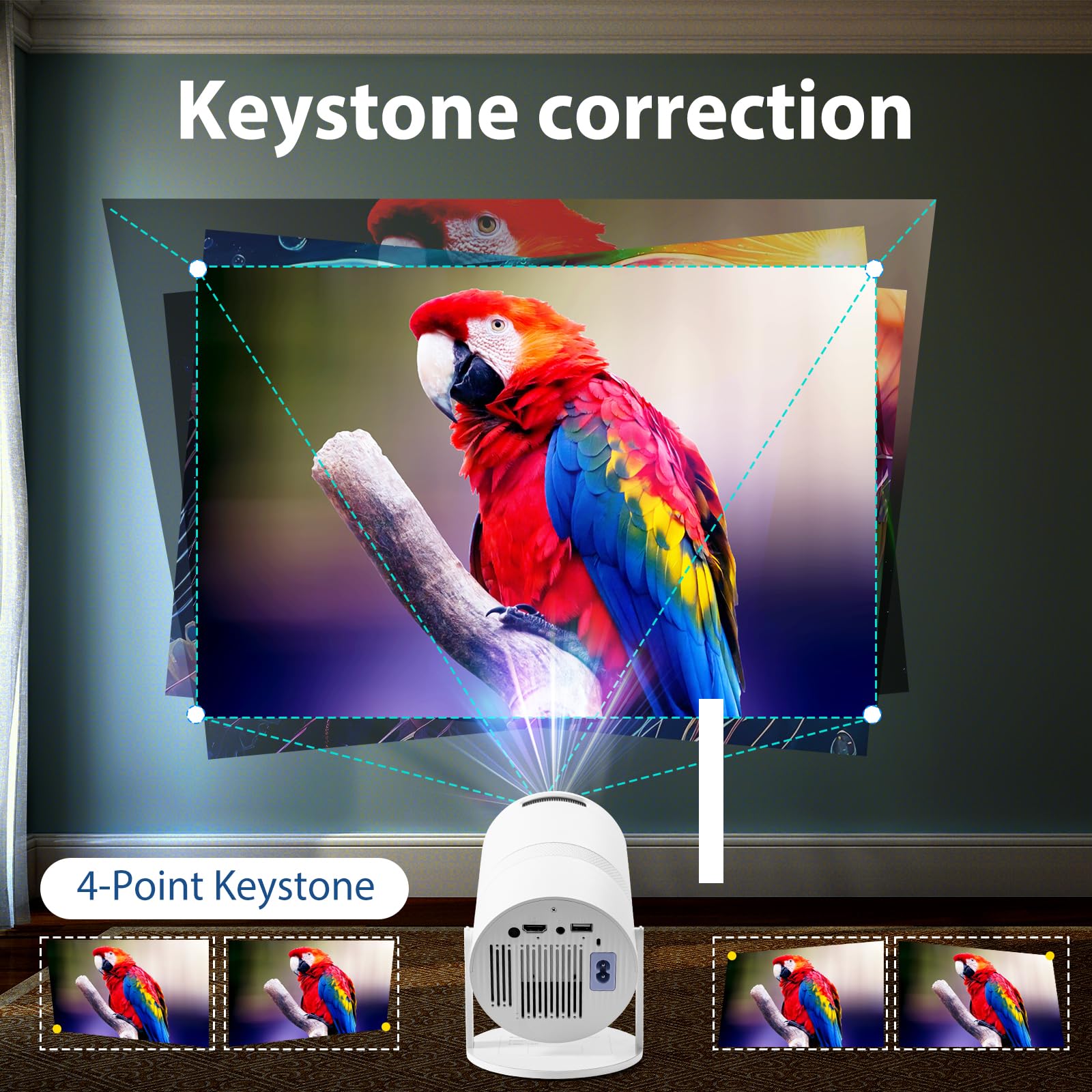 Proyector 4K Bluetooth 5.1 WiFi 6 Portátil con 200 ANSI y Sistema Incorporado Compatible con USB y HDMI