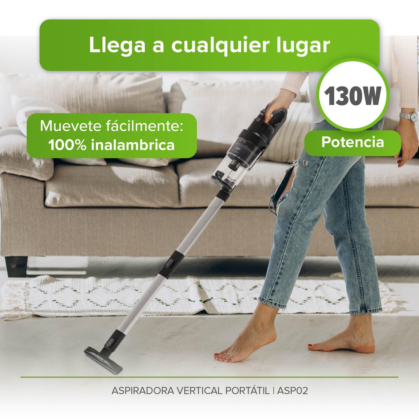 Aspiradora Vertical Inalambrica 3 en 1, Sistema Pro Cyclone, Bateria 2000 mAh, con Filtro de Acero Inoxidable Lavable, Sin Filtros, Incluye 6 cepillos | AVERA ASP02